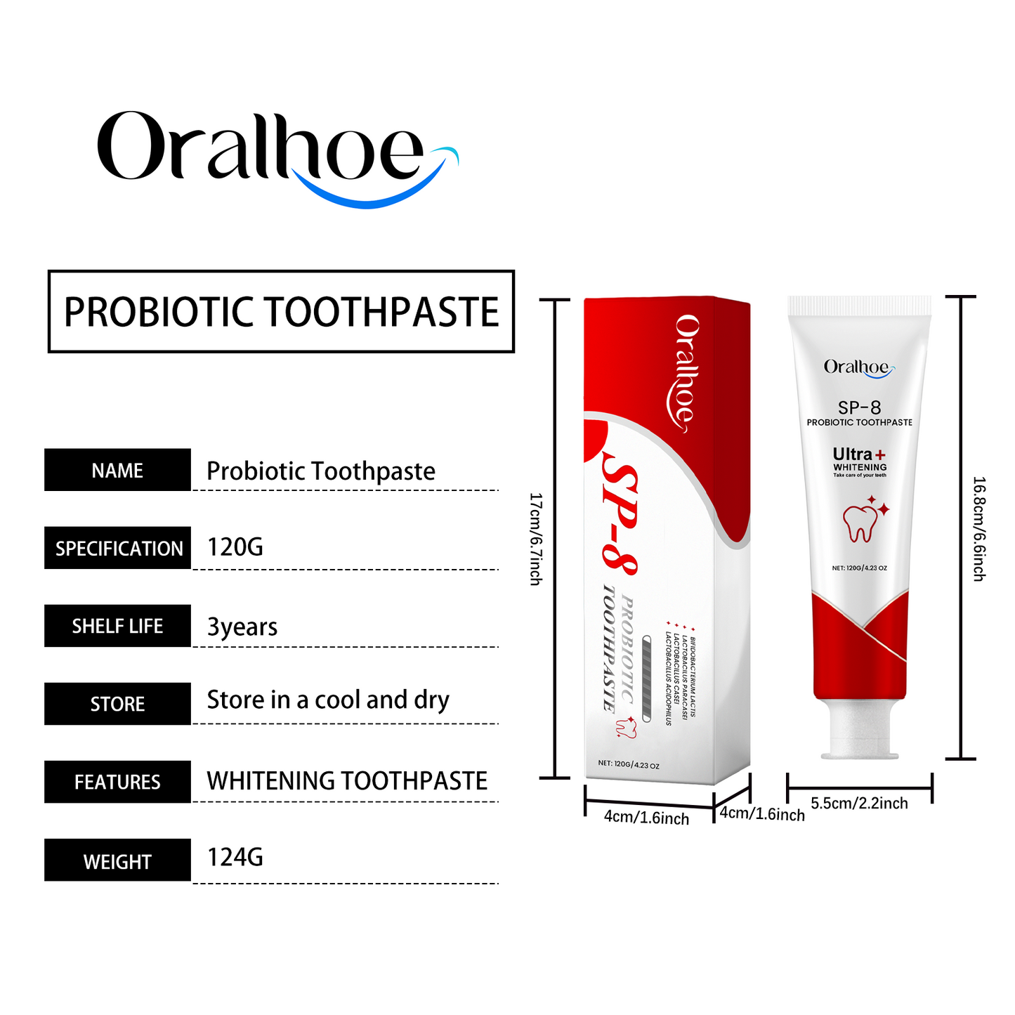 Oralhoe Probiotic Whitening Mint Toothpaste Fresh Breath Cleaning Beautiful Teeth Care Oral Care