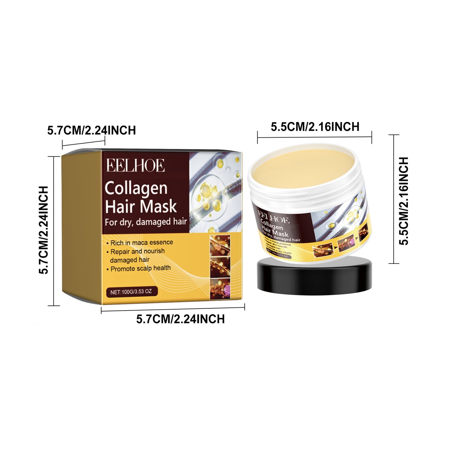 EELHOE Collagen Repair Hair Mask Repair dry, frizzy, tangled hair with a strong moisturizing and smoothing hair mask