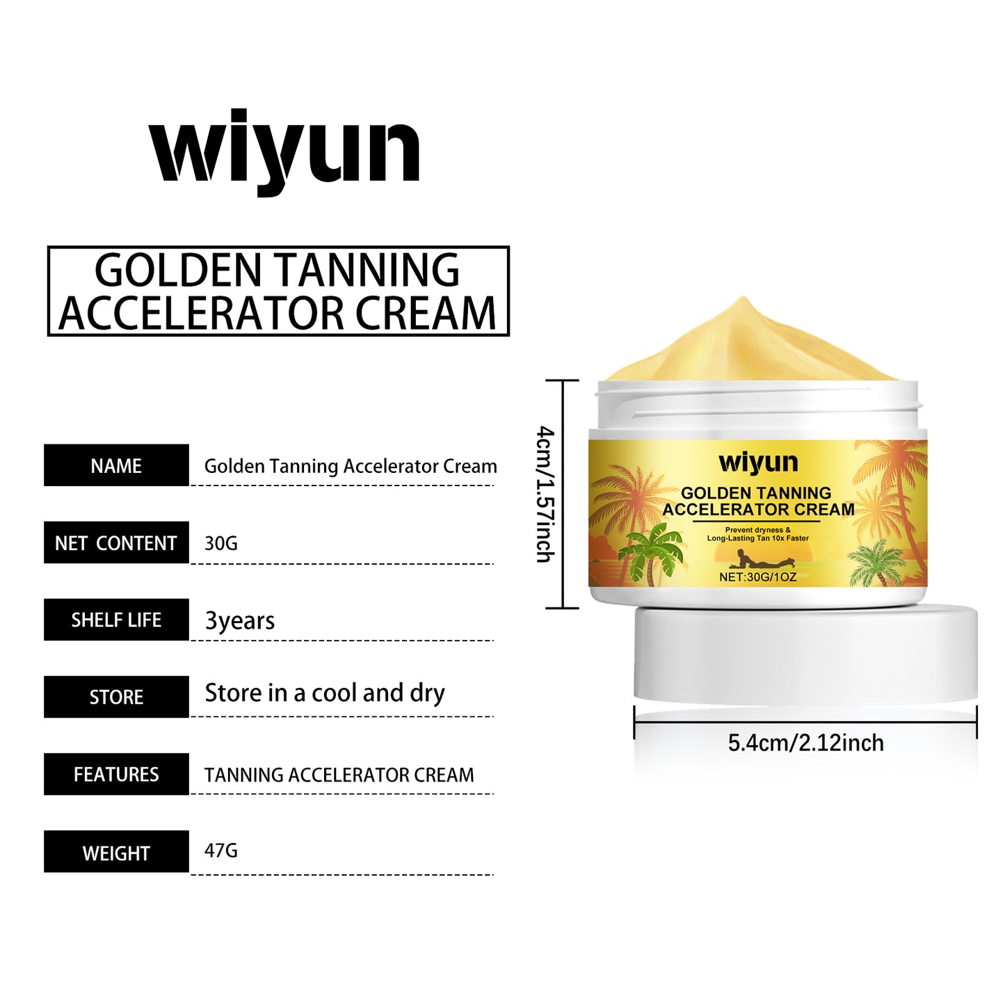 WIYUN Darkening Cream Summer Outdoor Sunbathing Even Skin Tone Create Wheat-colored Bronze Skin Tanning Cream