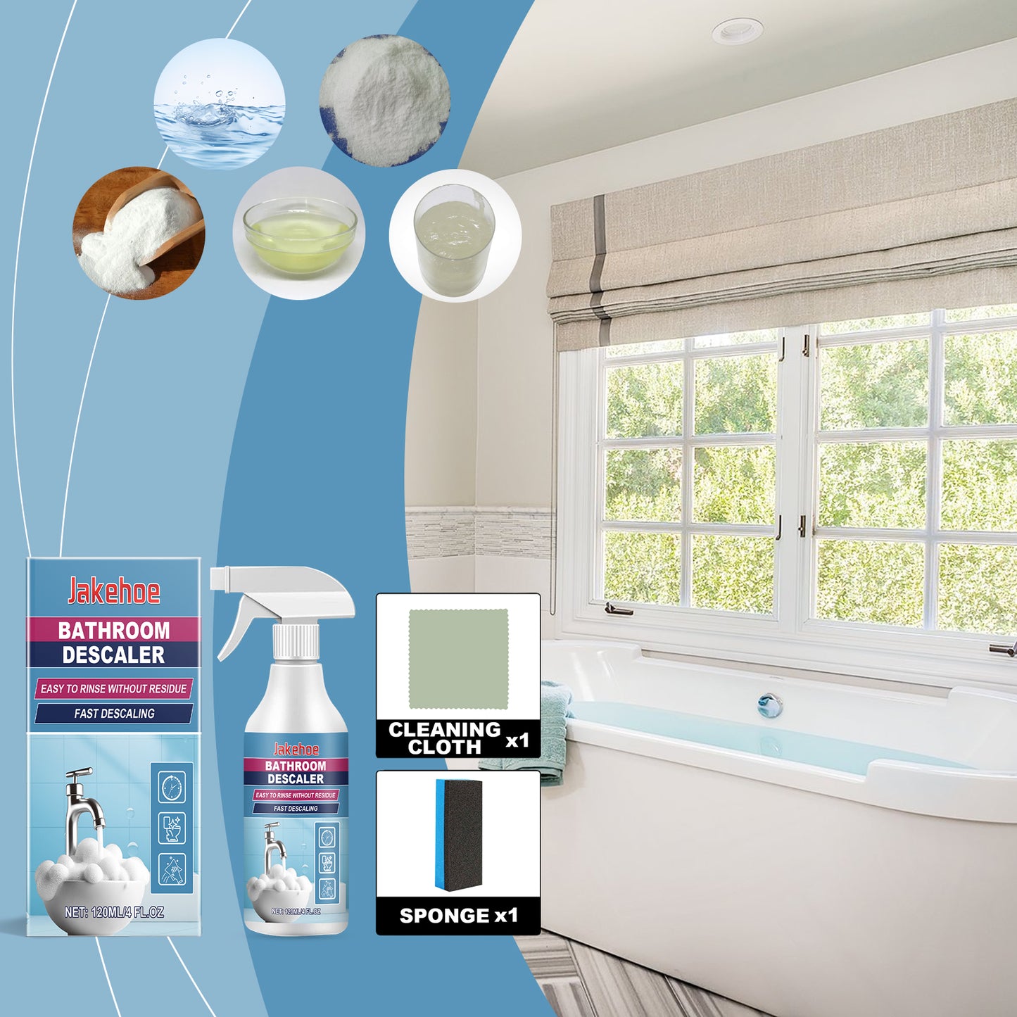 Jakehoe Bathroom Dirt Cleaner Bathroom Toilet Faucet Stain Removal Cleaning Multi-Functional Cleaner