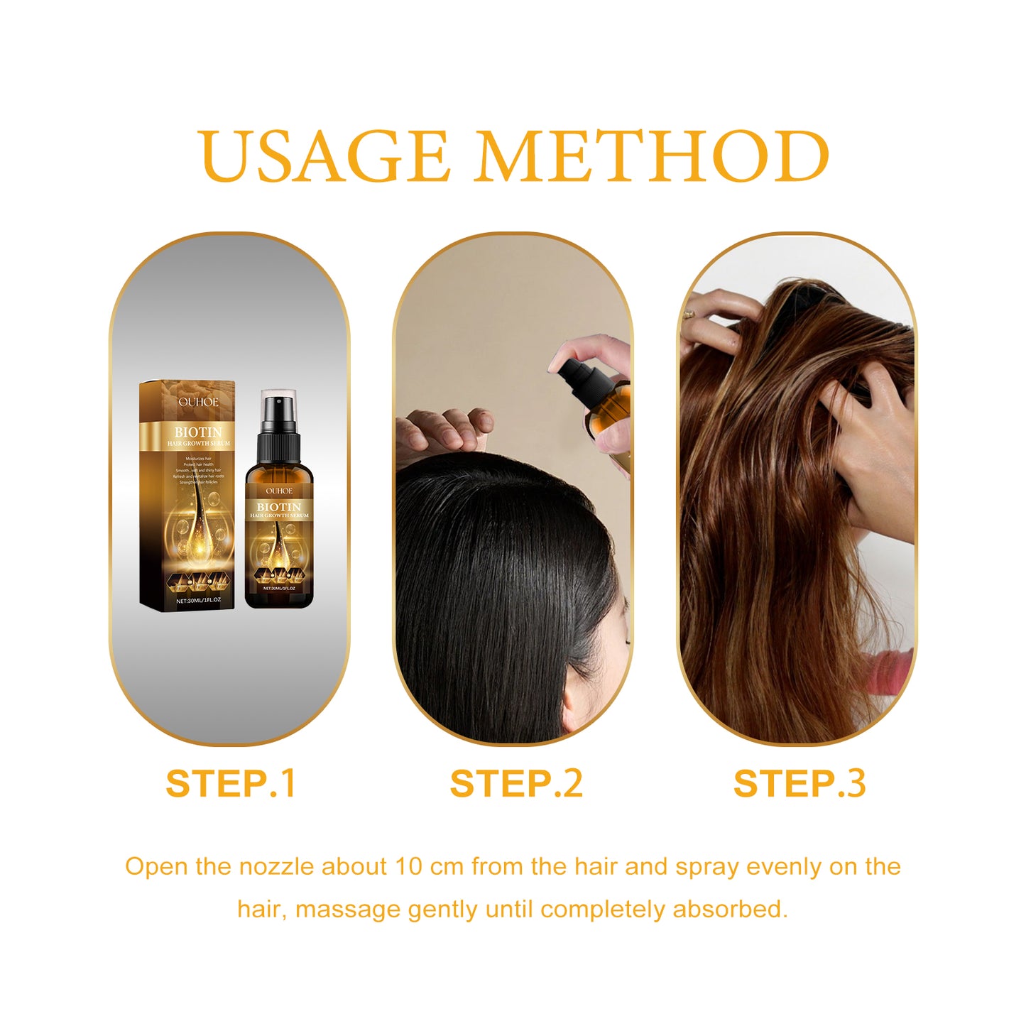 OUHOE Biotin Hair Thickening Spray Nourishing Hair Roots Repairing Dry and Frizzy Hair Anti-Hair Loss Thickening Spray