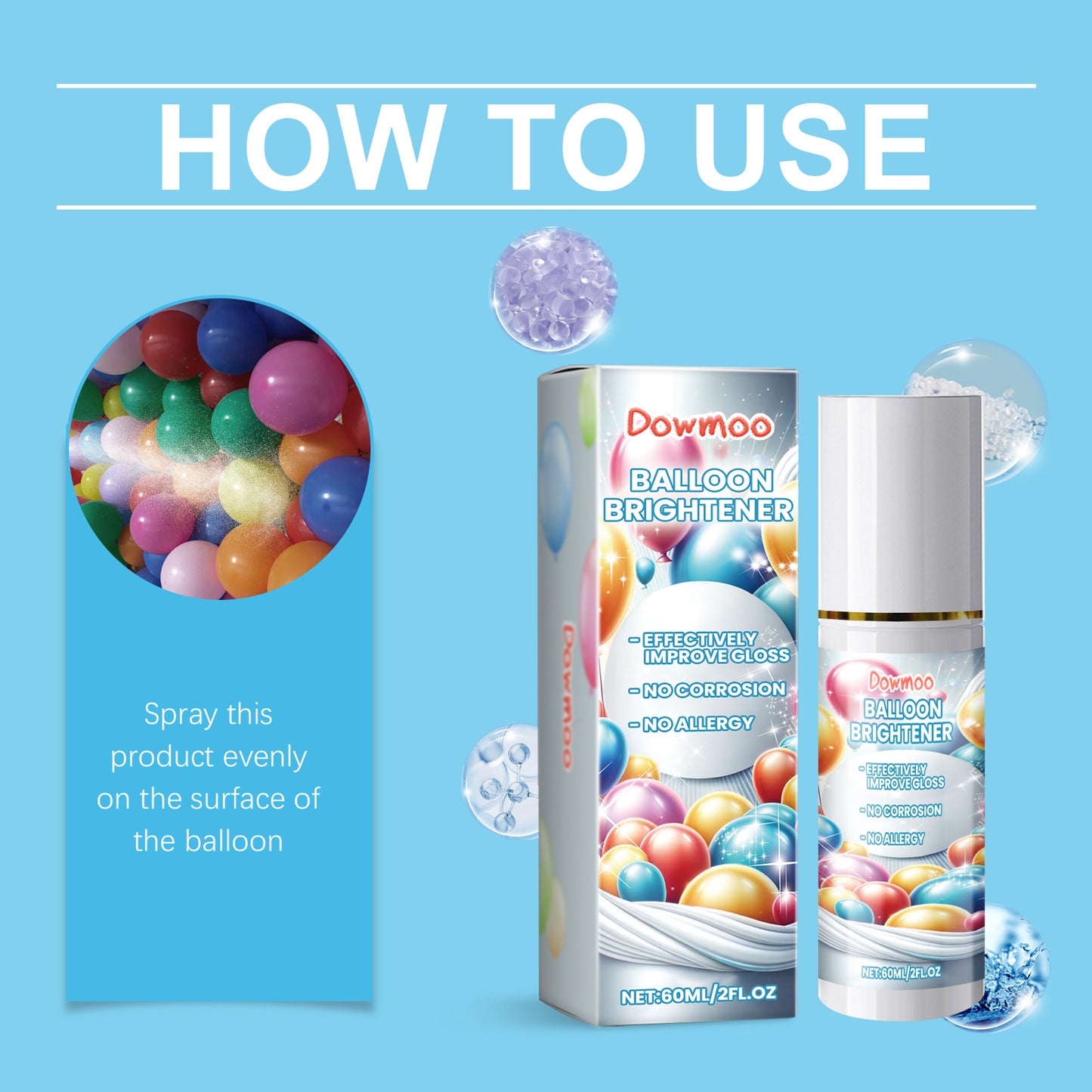 DOWMOO Balloon Decoration Brightening Spray Balloon surface texture gloss anti-oxidation long-lasting shine spray
