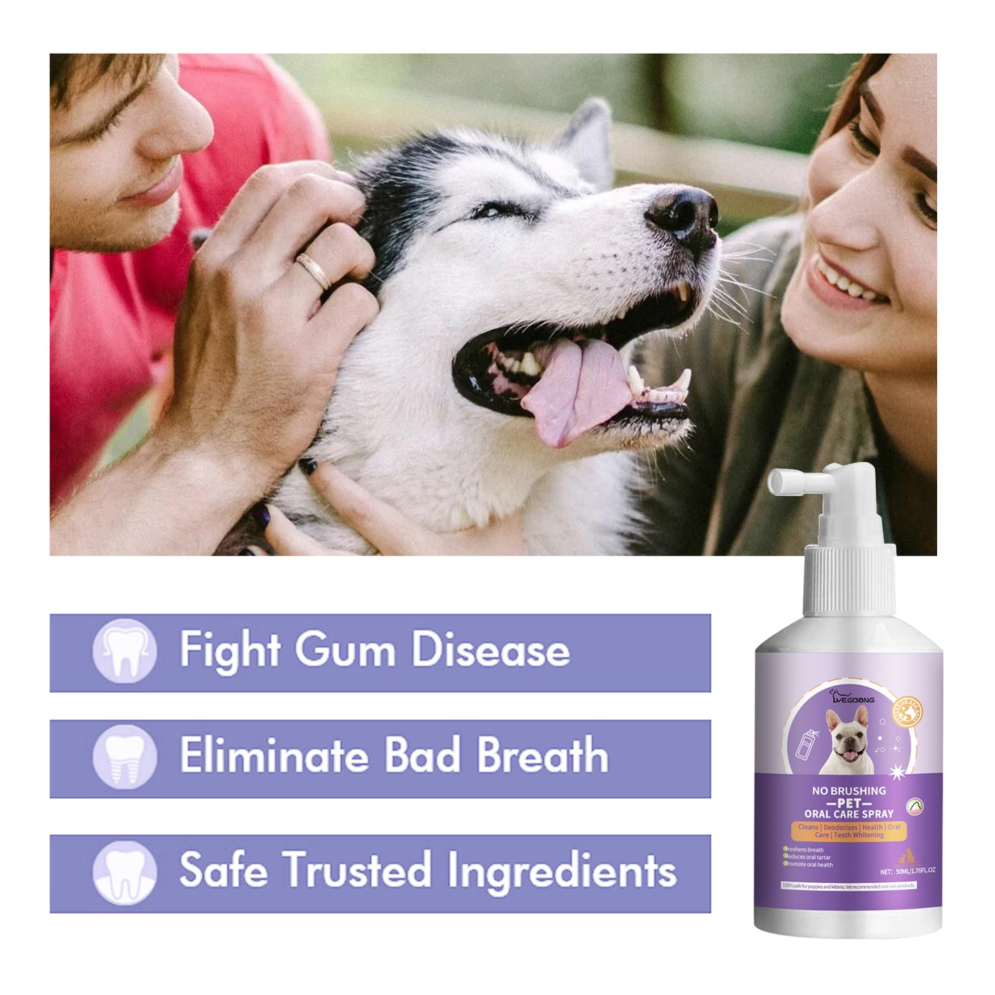 Yegbong Dog and Cat Teeth Cleaning Spray Pet Oral Cleaning Fresh Breath Deodorizing Spray