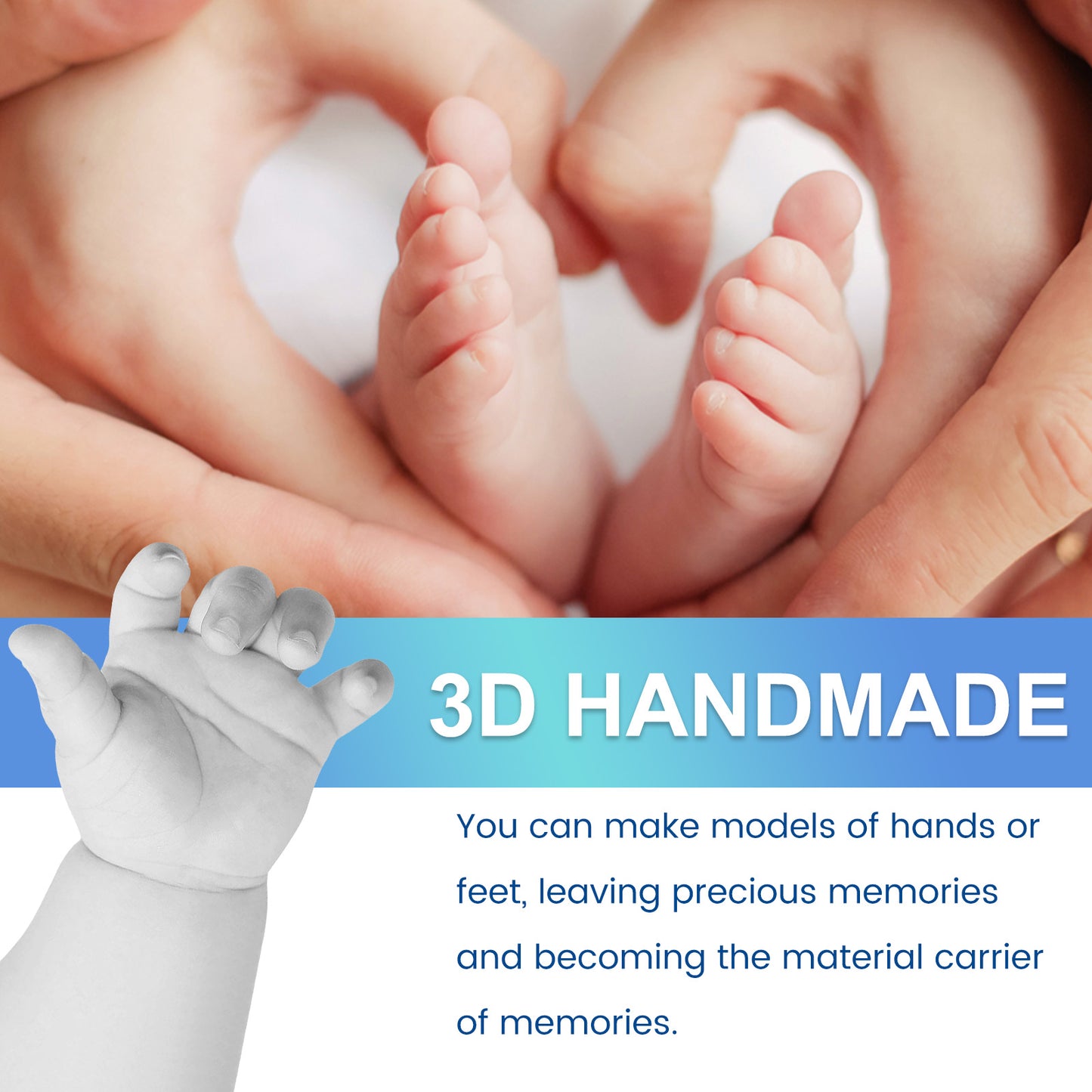 Dowmoo 3D Handmade Commemorative Model Couple's Holiday DIY Crafts 3D Hand and Foot Plaster Gift