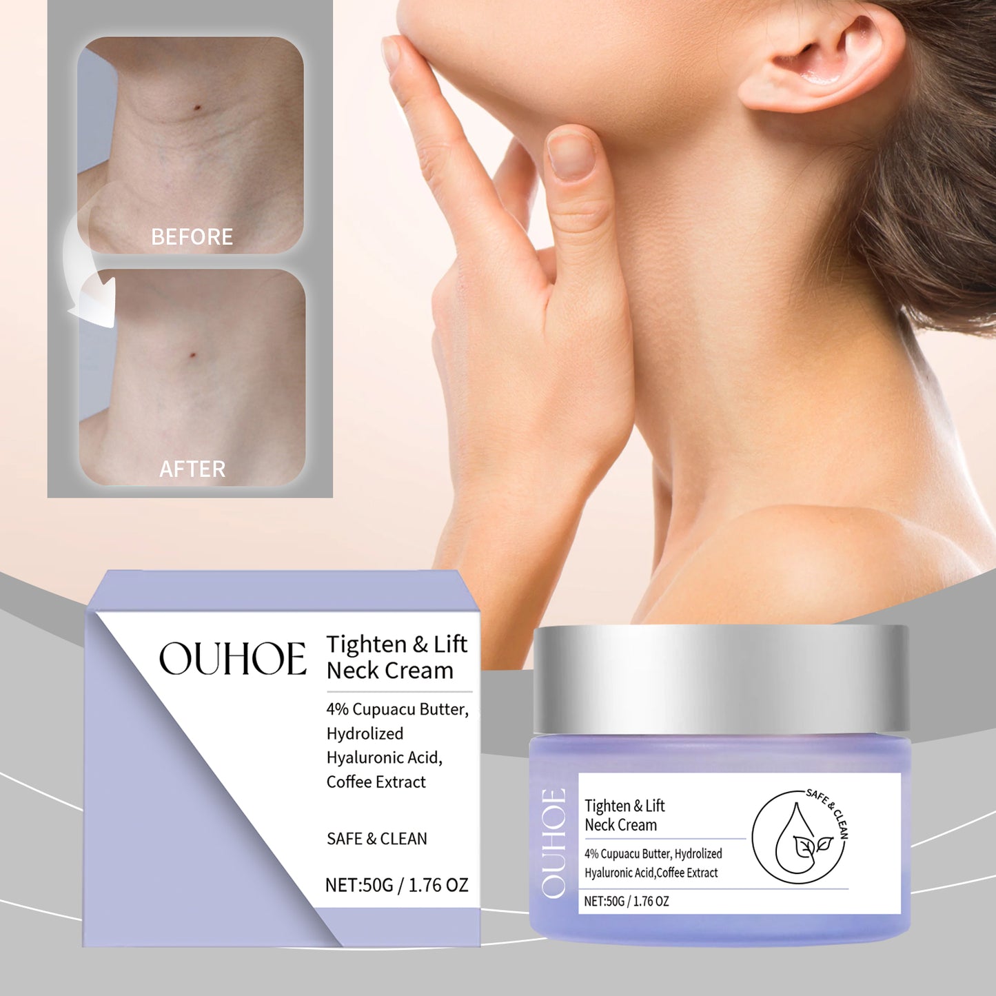 OUHOE Moisturizing Neck Cream Neck Skin Moisturizing and Moisturizing Care Fading Fine Lines Hydrating and Tender Neck Cream