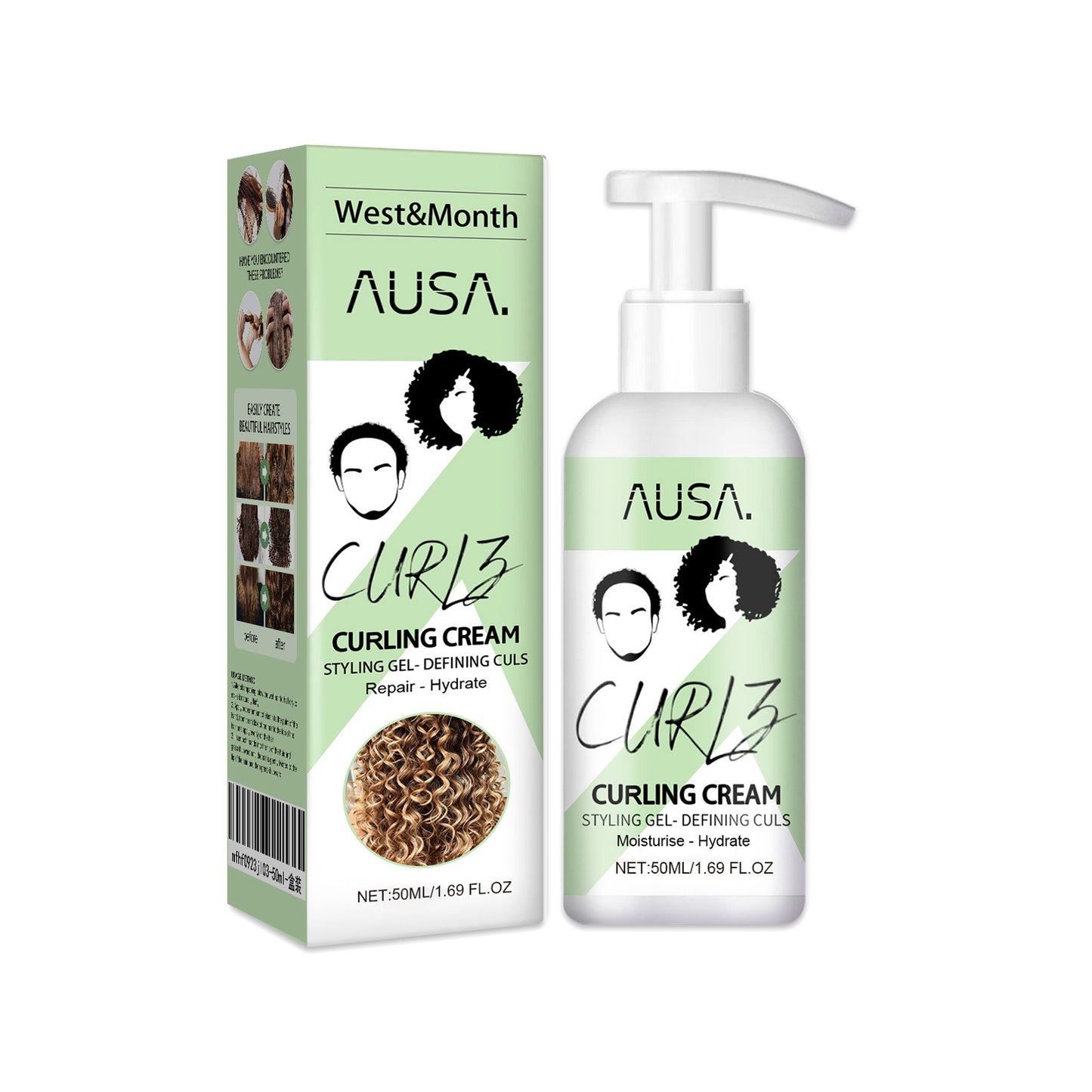 West&Month Curling Hair Elasticizer Moisturizing Curl Defining Volumizing Strong Elastic Hair Smoothing Frizz Care