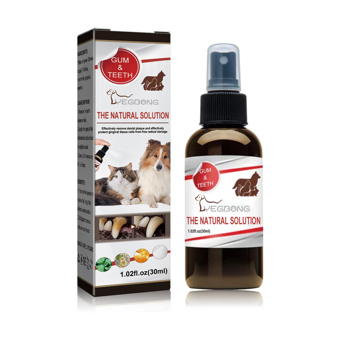 Yegbong Pet Teeth Cleaning Spray Dog and Cat Tartar and Stain Removal Oral Cleaning Spray