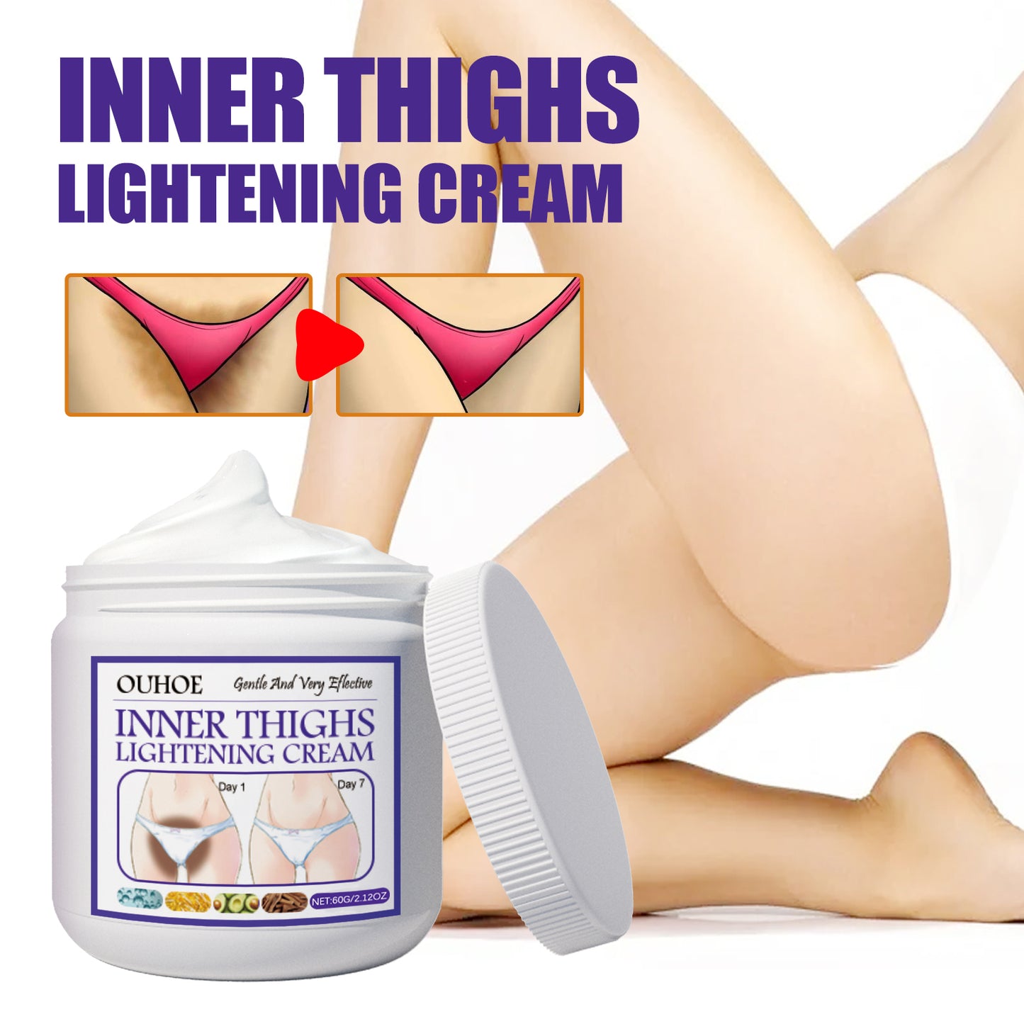 OUHOE Thigh Beauty Cream Glossy Inner Thigh Moisturizing and Nourishing Skin Cleansing and Care Leg Beauty Cream