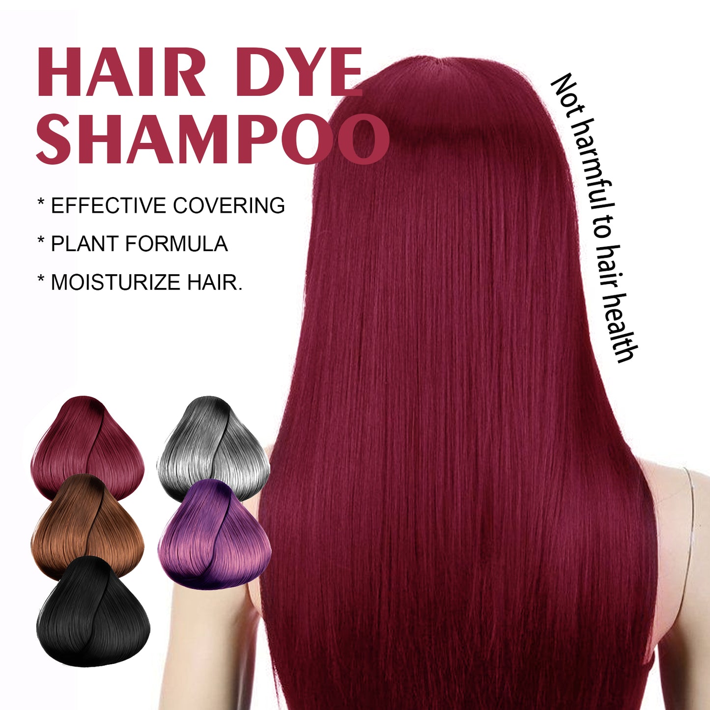 EELHOE Black Hair Dye Shampoo（Silver Gray） Mild, non-irritating, moisturizing scalp, easy color-changing hair shampoo