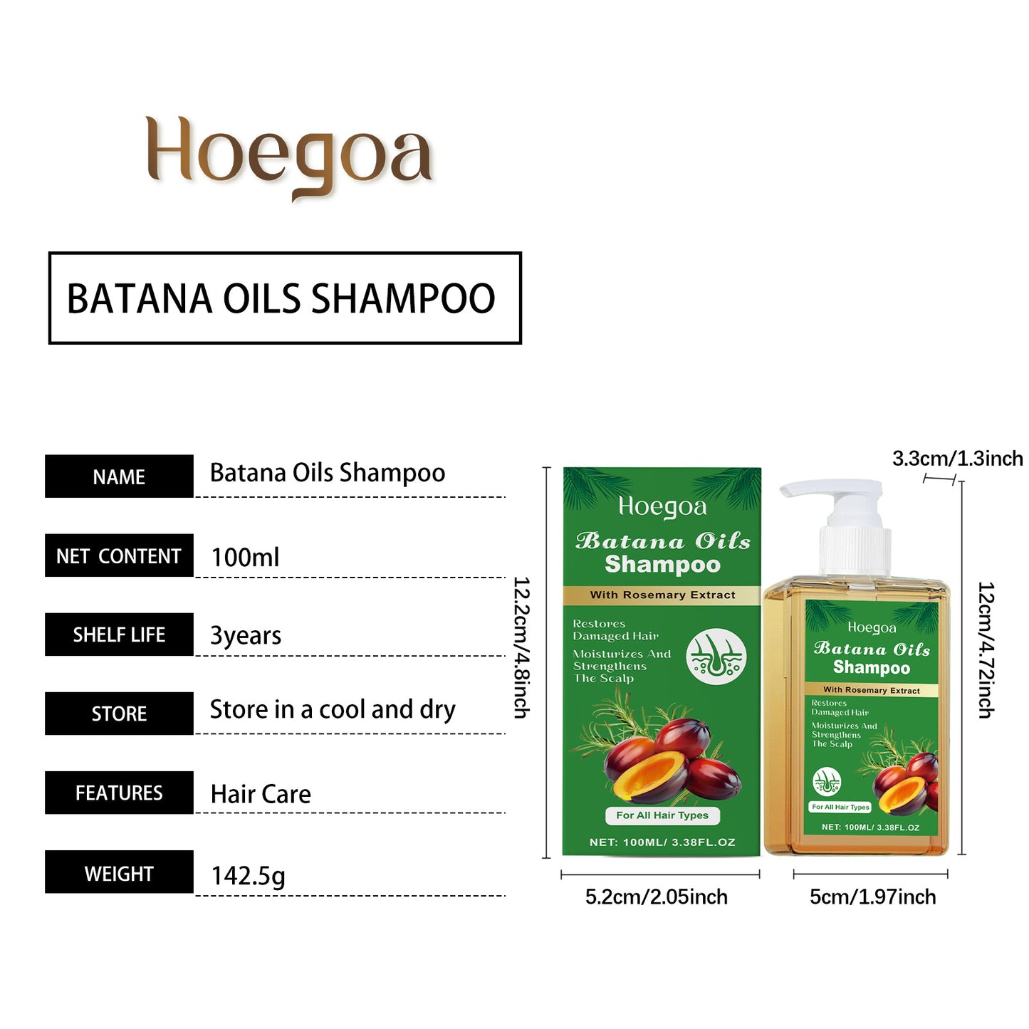 Hoegoa Shampoo for hair Batahna Clean Scalp Gentle Nourishing Smooth Hair Rosemary Shampoo