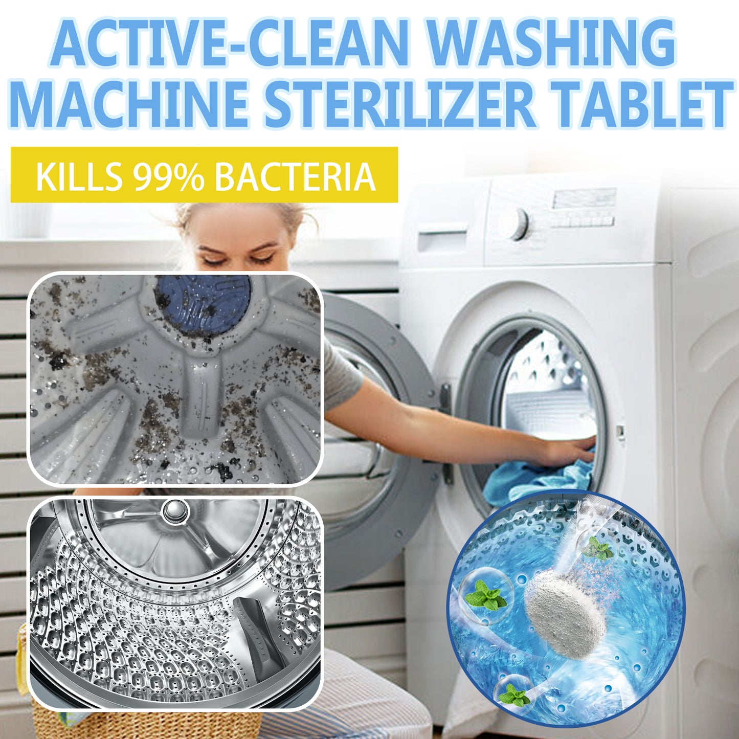 Jaysuing Washing Machine Cleaning Tablets Washing Machine Tub Automatic Drum Type Cleaning Dirt Odor Cleaning Tablets