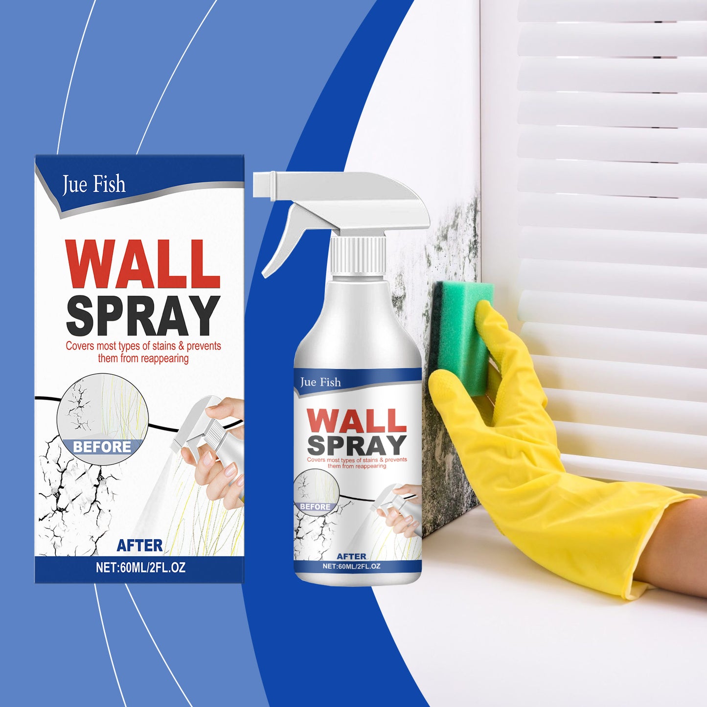 Jue-Fish Direct Spray Paint for Walls Repair Household Covering Stains Wall Peeling Indoor Renovation Direct Spray Paint