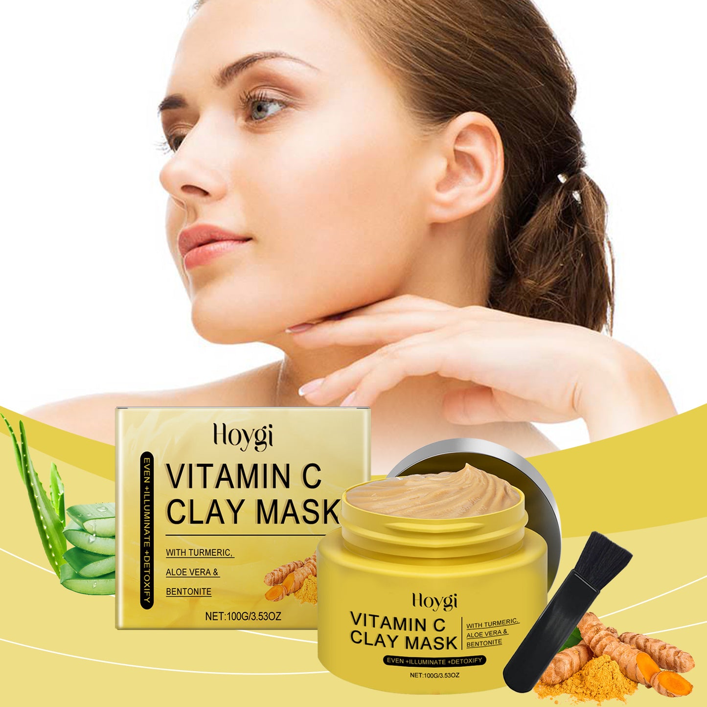 Hoygi Vitamin C Turmeric Mud Mask Gentle improvement of dullness deep cleansing brightening skin tone hydrating mask