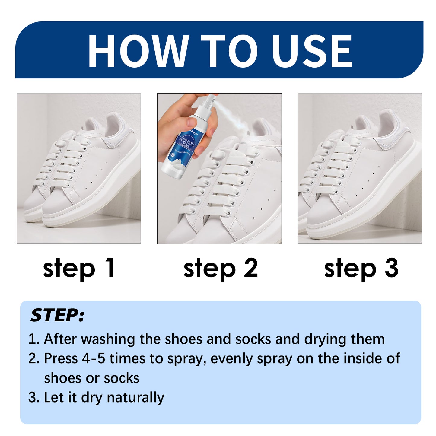 South Moon Shoe and Sock Deodorizing Spray Shoe and Sock Cleaner for Sweaty Feet, Deodorizing and Refreshing Shoe Cabinet Freshener