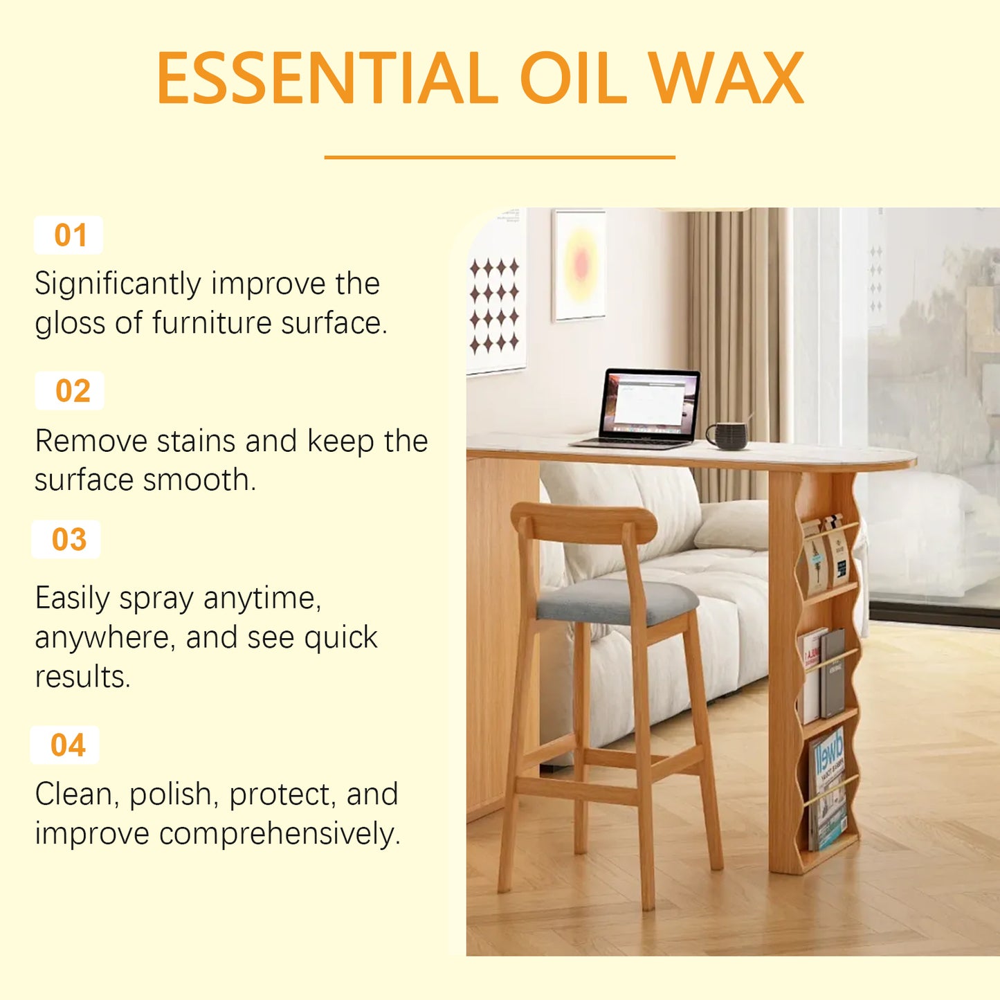 OUHOE Furniture Beeswax Spray Furniture Floor Care Polishing Waterproof Anti-Dry Crack Scratch Renovation Care Wax
