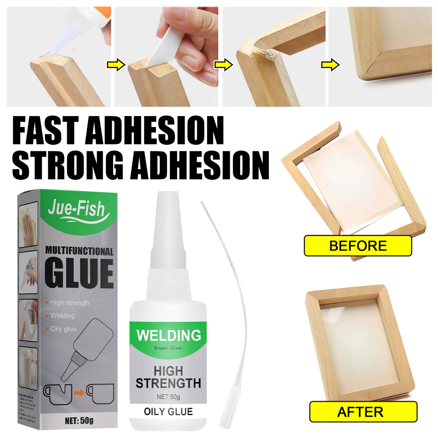 Jue-Fish Multifunctional Ceramic Waterproof Transparent Glue（30g） Glass Wood Special Quick-drying Glue General Glue