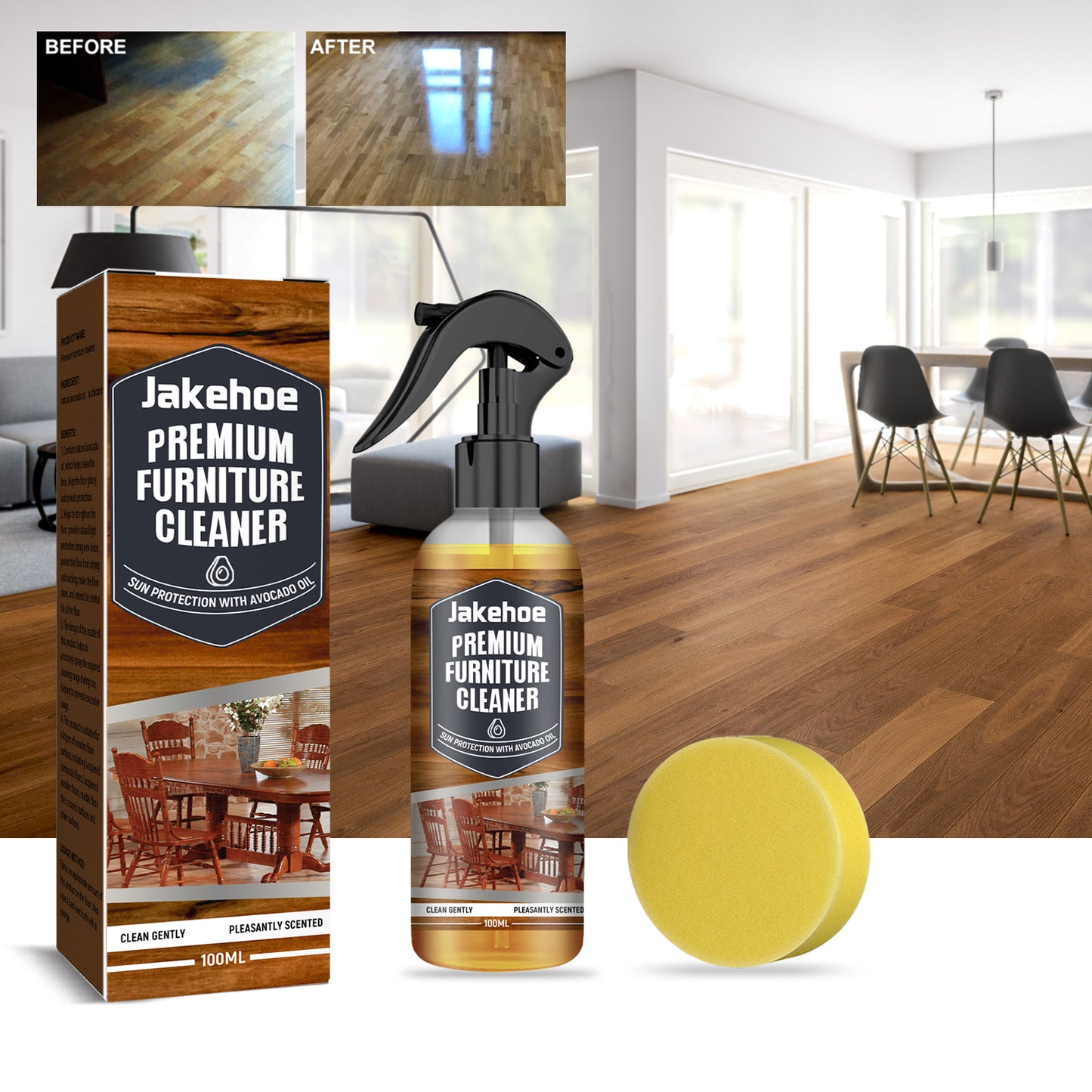 Jakehoe Floor Cleaner Wooden Floor Marble Floor Powerful Decontamination Brightening Polishing Cleaner