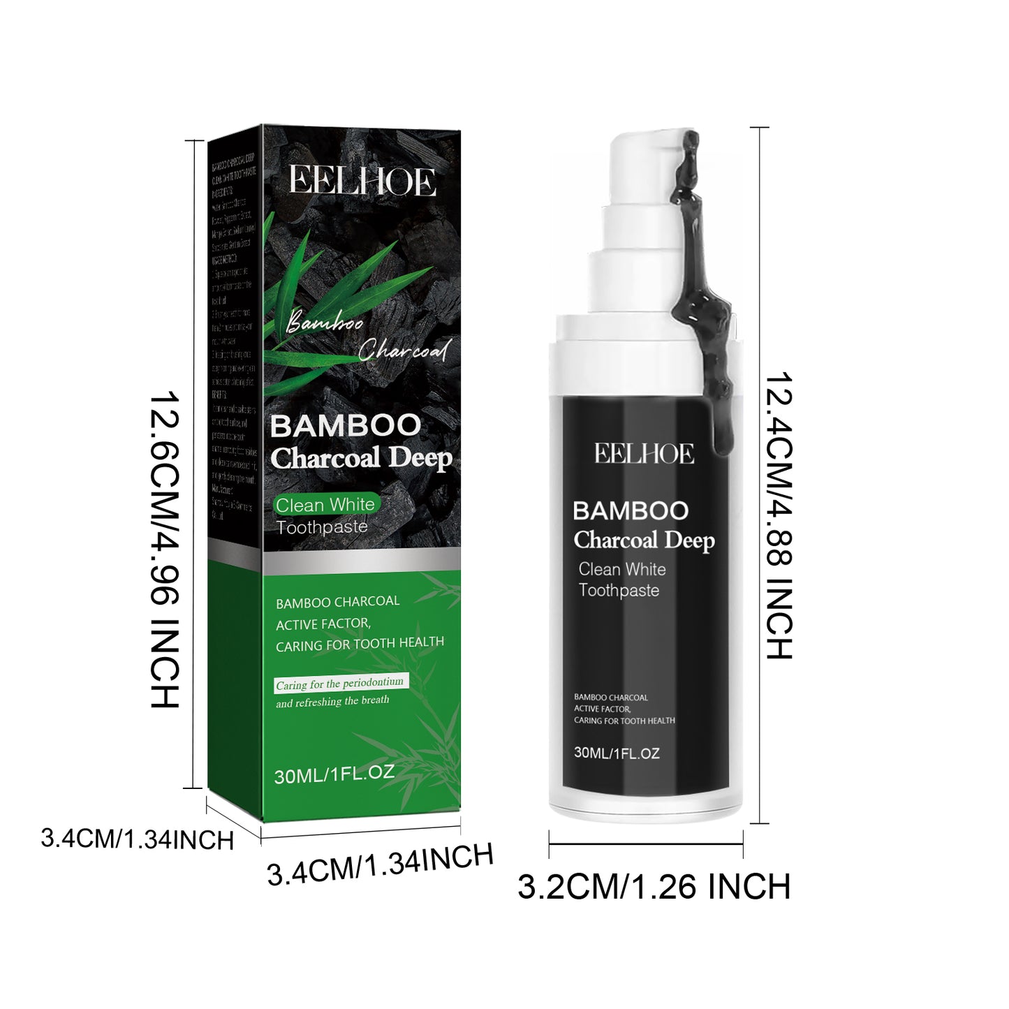 EELHOE Bamboo Charcoal Brightening Toothpaste Whiten Teeth Strengthen Tooth Enamel Easily Remove Stains Freshen Breath Bamboo Charcoal Toothpaste