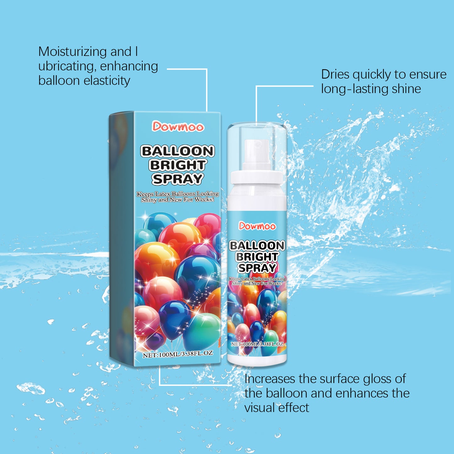 Dowmoo Balloon Highlight Spray Anti-oxidation maintains balloon appearance brightness enhances glossiness scene decoration