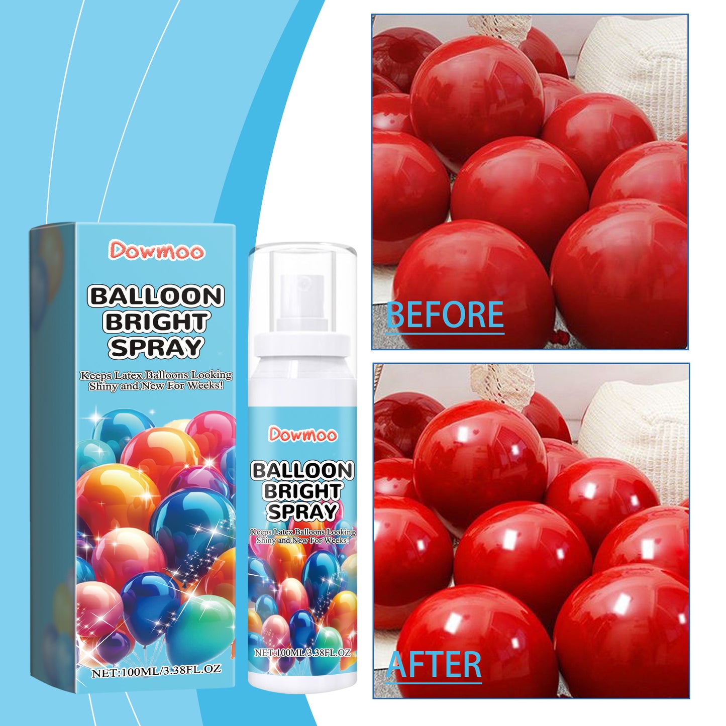 Dowmoo Balloon Highlight Spray Anti-oxidation maintains balloon appearance brightness enhances glossiness scene decoration