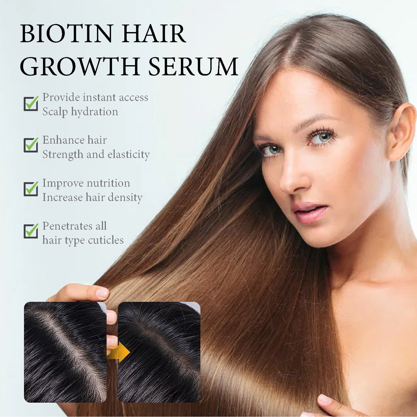 OUHOE Biotin Hair Thickening Spray Nourishing Hair Roots Repairing Dry and Frizzy Hair Anti-Hair Loss Thickening Spray