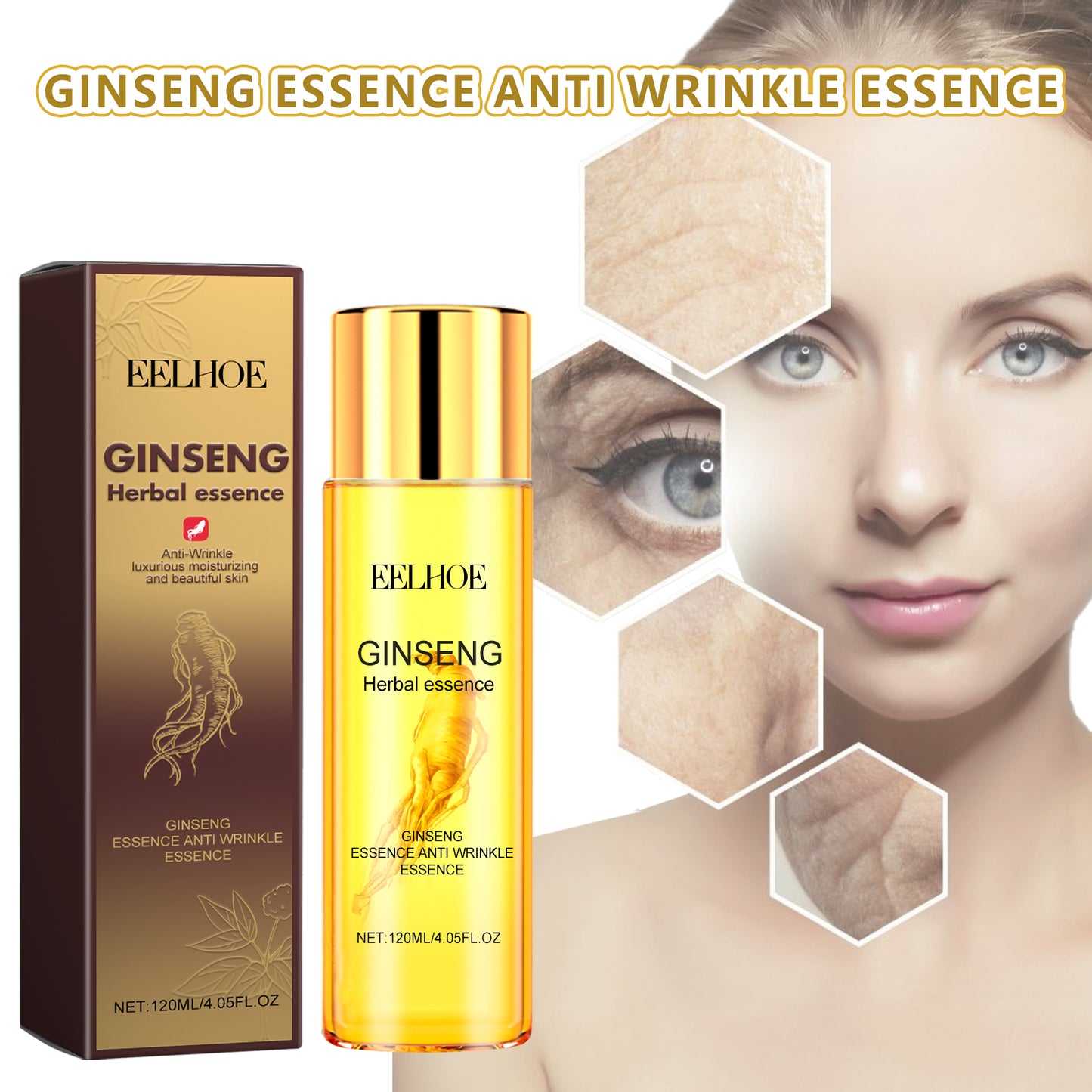 EELHOE Ginseng Anti-Wrinkle Rejuvenating Essence Reduce wrinkles, firm facial skin, make it smooth, supple, and elastic