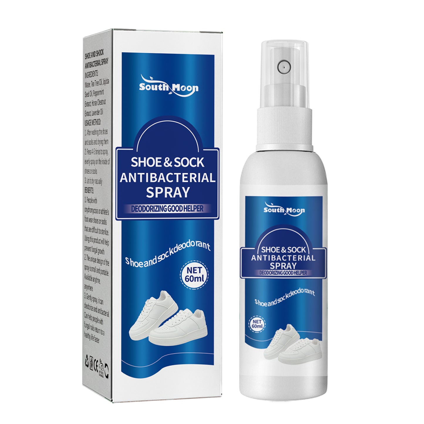 South Moon Shoe and Sock Deodorizing Spray Shoe and Sock Cleaner for Sweaty Feet, Deodorizing and Refreshing Shoe Cabinet Freshener