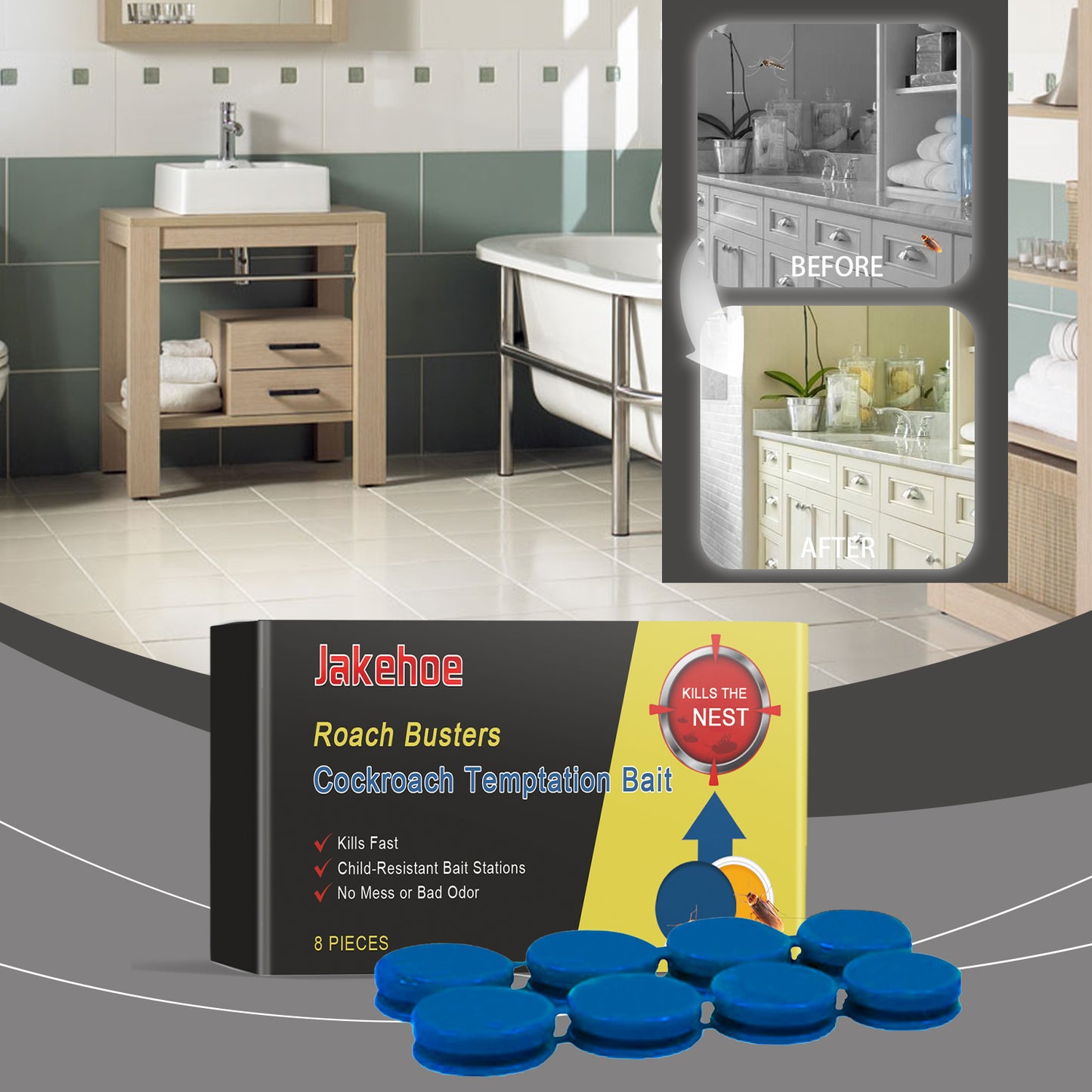 Jakehoe Cockroach Bait Station Cockroach Bait Station Ointment Bait Agent Household Cockroach Killer Kitchen Cockroach Stickers