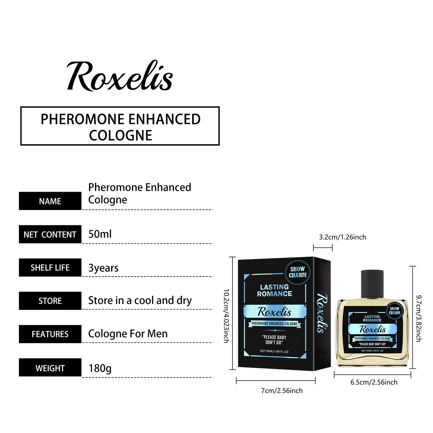 Roxelis Men's Cologne Portable Natural Fresh Non-Pungent Charm Bonus Gentle Fragrance Men's Eau de Toilette