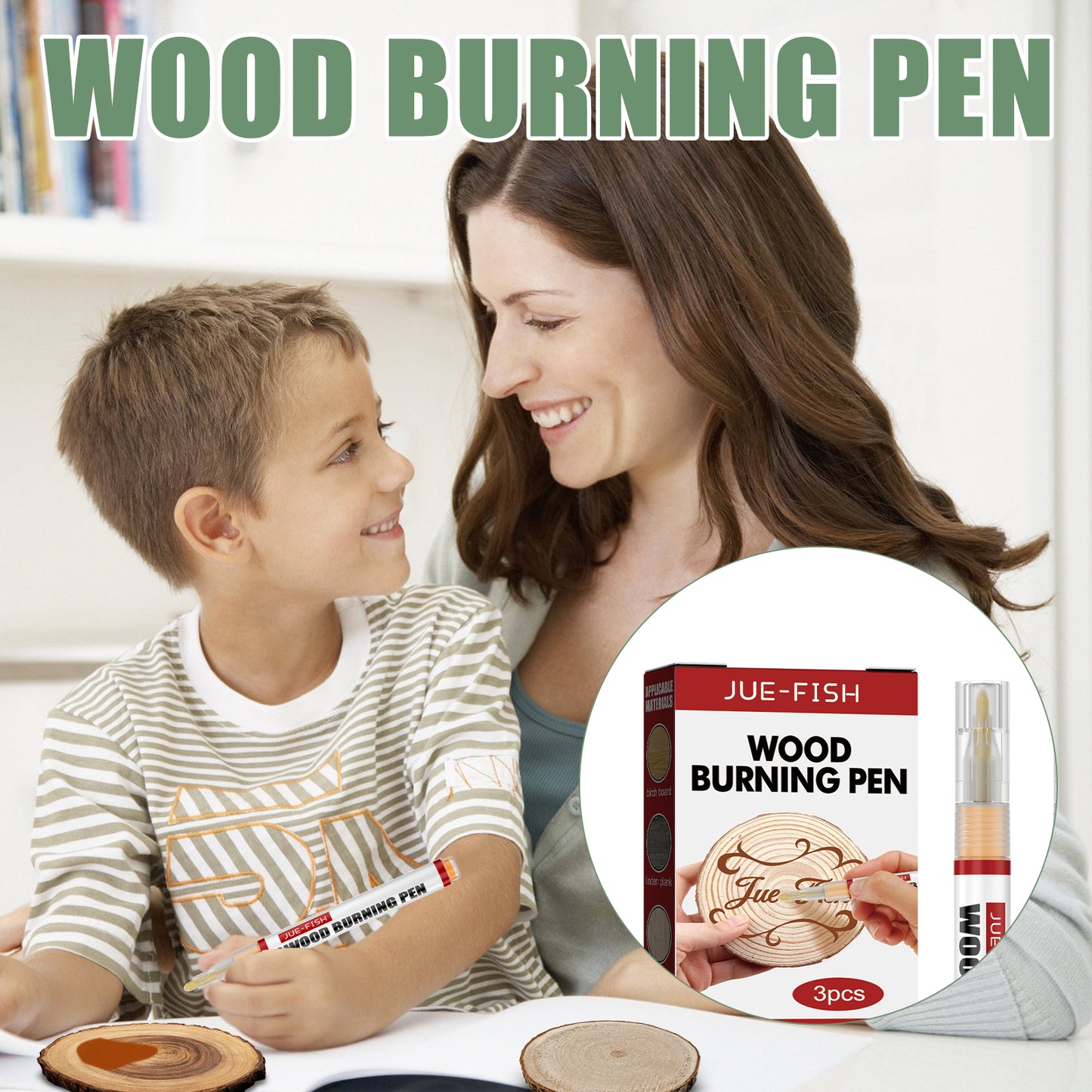 Jue-Fish Wood Burning Pen Set Wooden Markers for Children DIY Pyrography Pen Wood Burning Marker Set