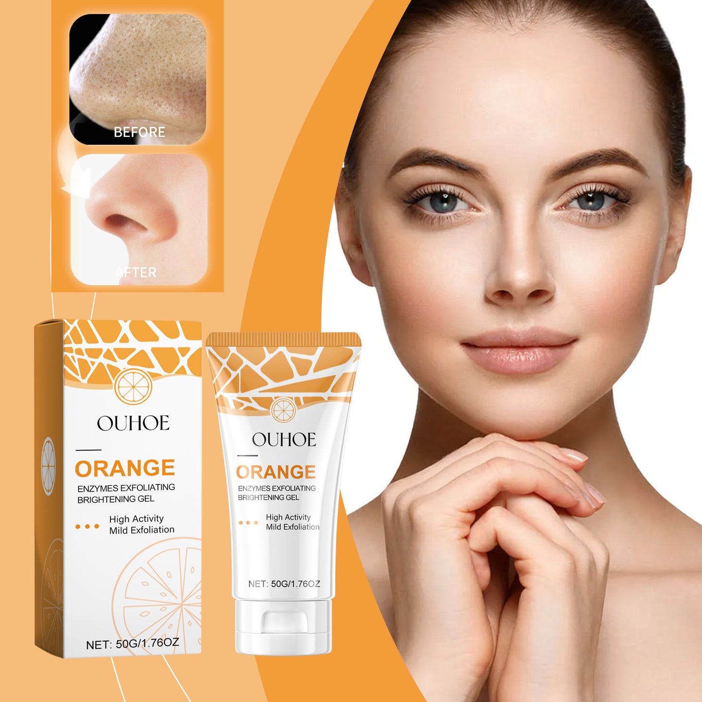 OUHOE Exfoliating Blackhead Gel Gentle Exfoliating Cleansing Gel Deep Purifying Pores Remove Blackheads Brighten Skin Tone