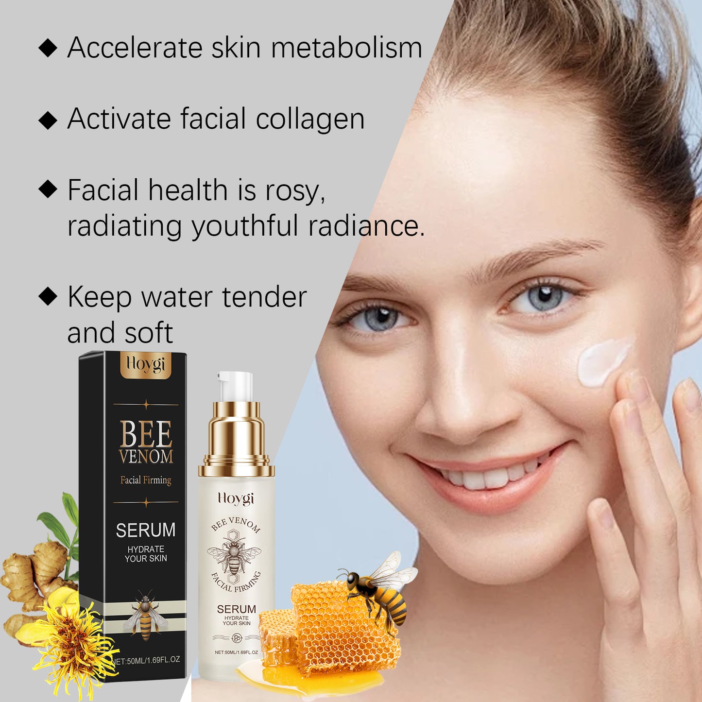 HOYGI Bee Venom Facial Essence Hydrating, moisturizing, refreshing collagen firming skincare essence