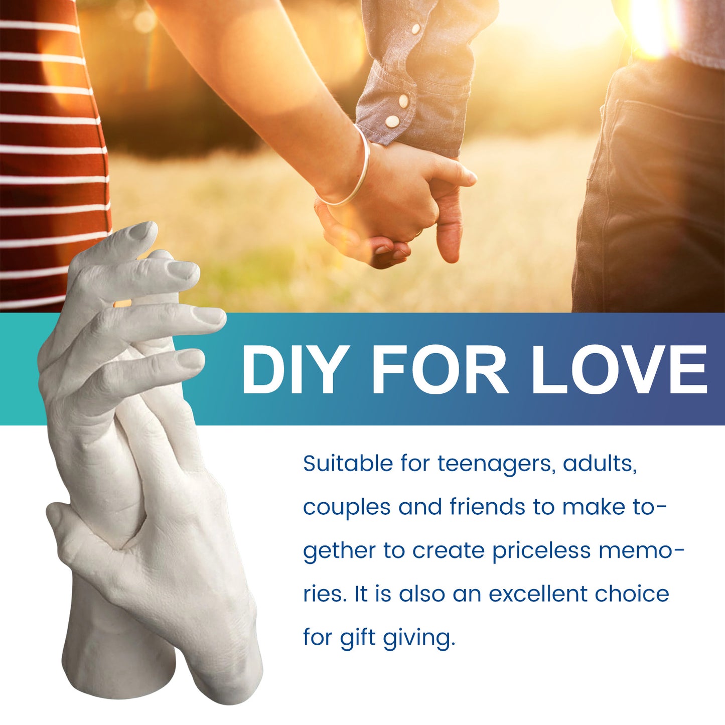 DOWMOO Couple Hand Mask diy Hand Model Homemade Holiday Gift Hand and Foot Print Clay Plaster Souvenir Craft