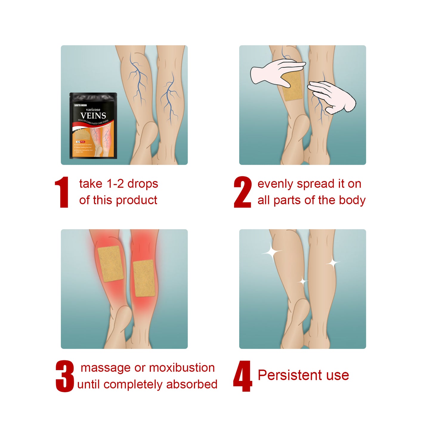 South Moon Leg Care Patch Calf Vein Skin Gentle Care Patch Relieve Discomfort Pulse Health Patch