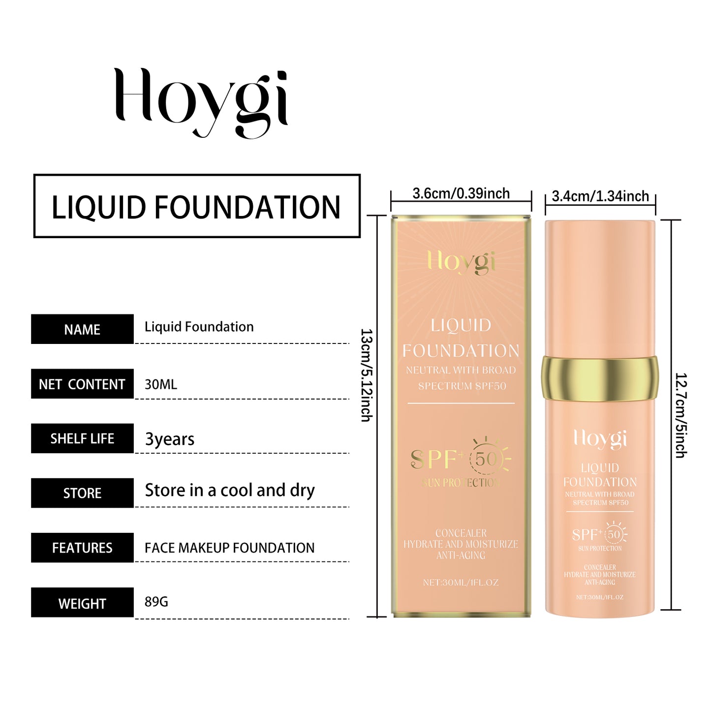Hoygi Temperature Changing Concealer Foundation Moisturizing, refreshing, lightweight, non-cakey concealer, hydrating, long-lasting foundation