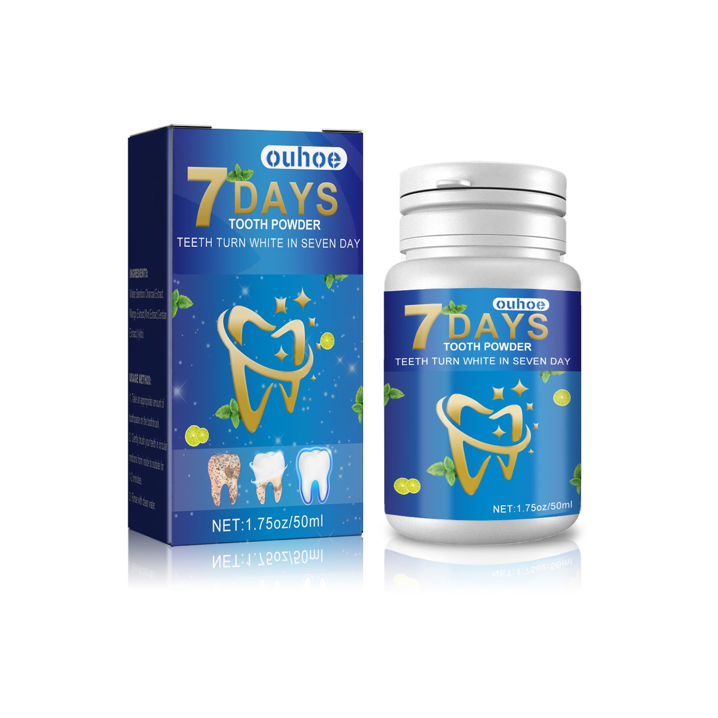 OUHOE Teeth Whitening Cleaning Powder Teeth Whitening Stain Removal Freshening Oral Teeth Cleaning Powder