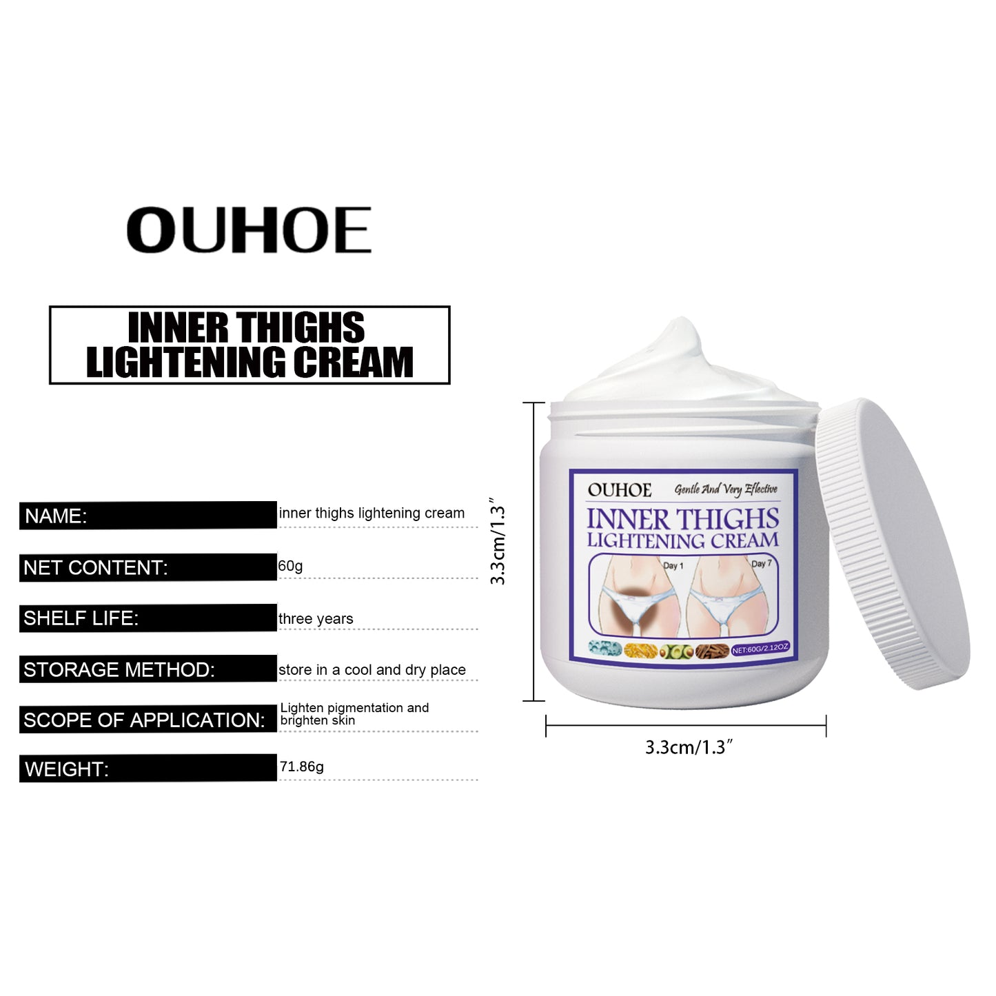 OUHOE Thigh Beauty Cream Glossy Inner Thigh Moisturizing and Nourishing Skin Cleansing and Care Leg Beauty Cream