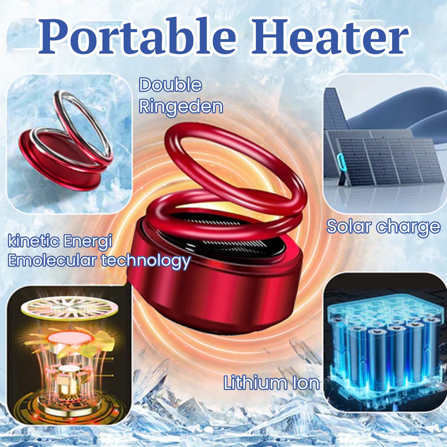 Homonth Portable Dynamic Molecular Heater Car Window Snow Removal Ice Removal Fog Removal Convenient Heater