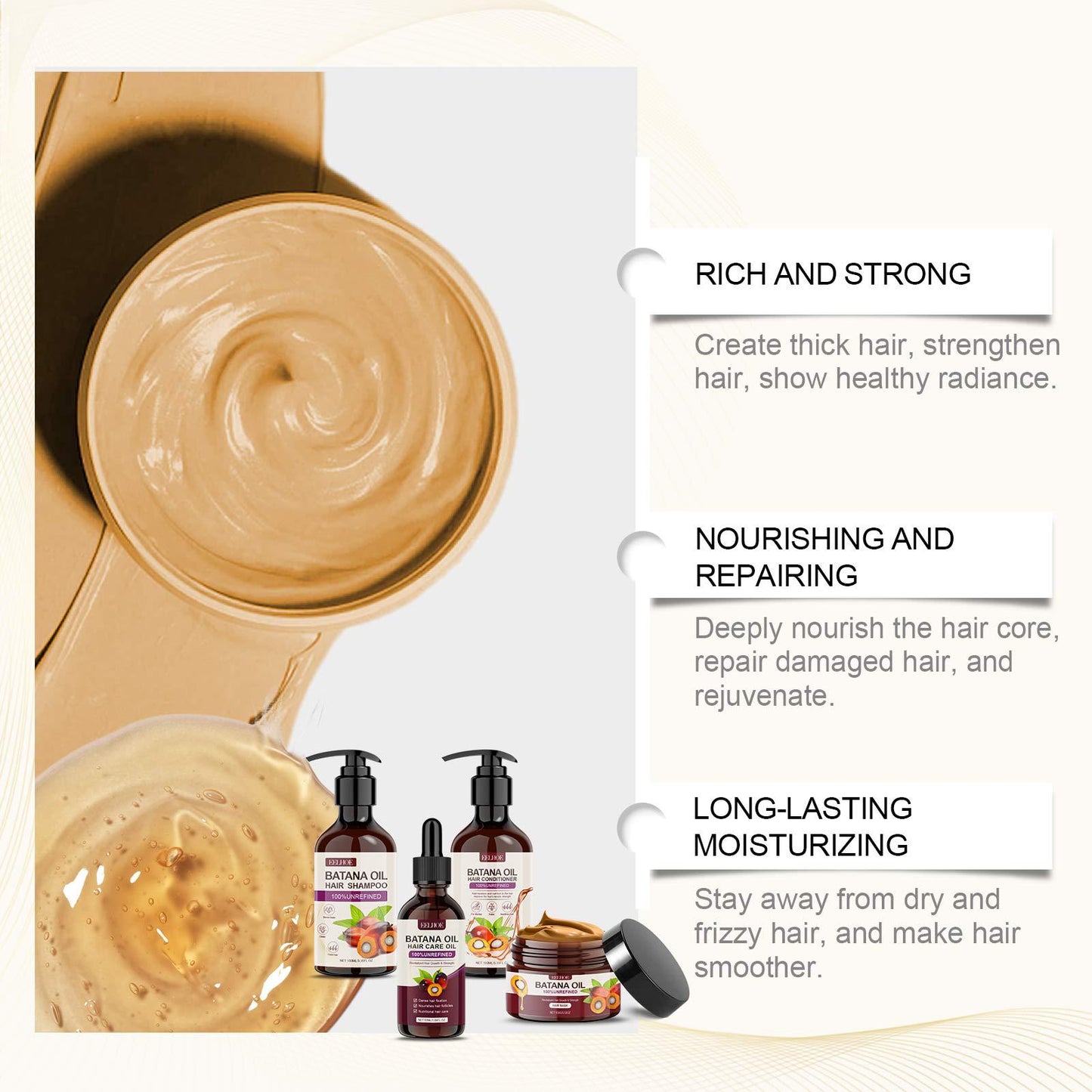 EELHOE Batahna Oil Volumizing Hair Care Set Repair frizzy hair texture, nourish hair, smooth hair care