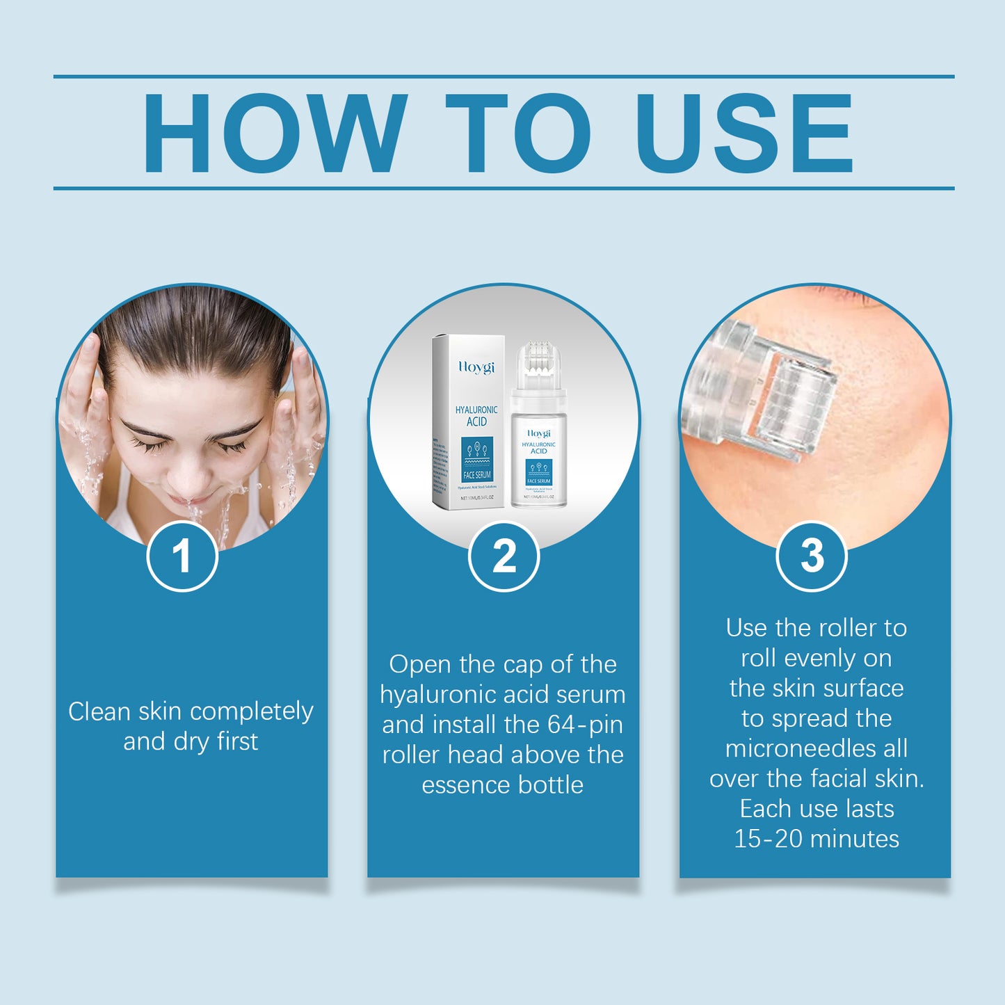 Hoygi Hyaluronic Acid Roller Serum Facial skin radiance improvement pore hydration