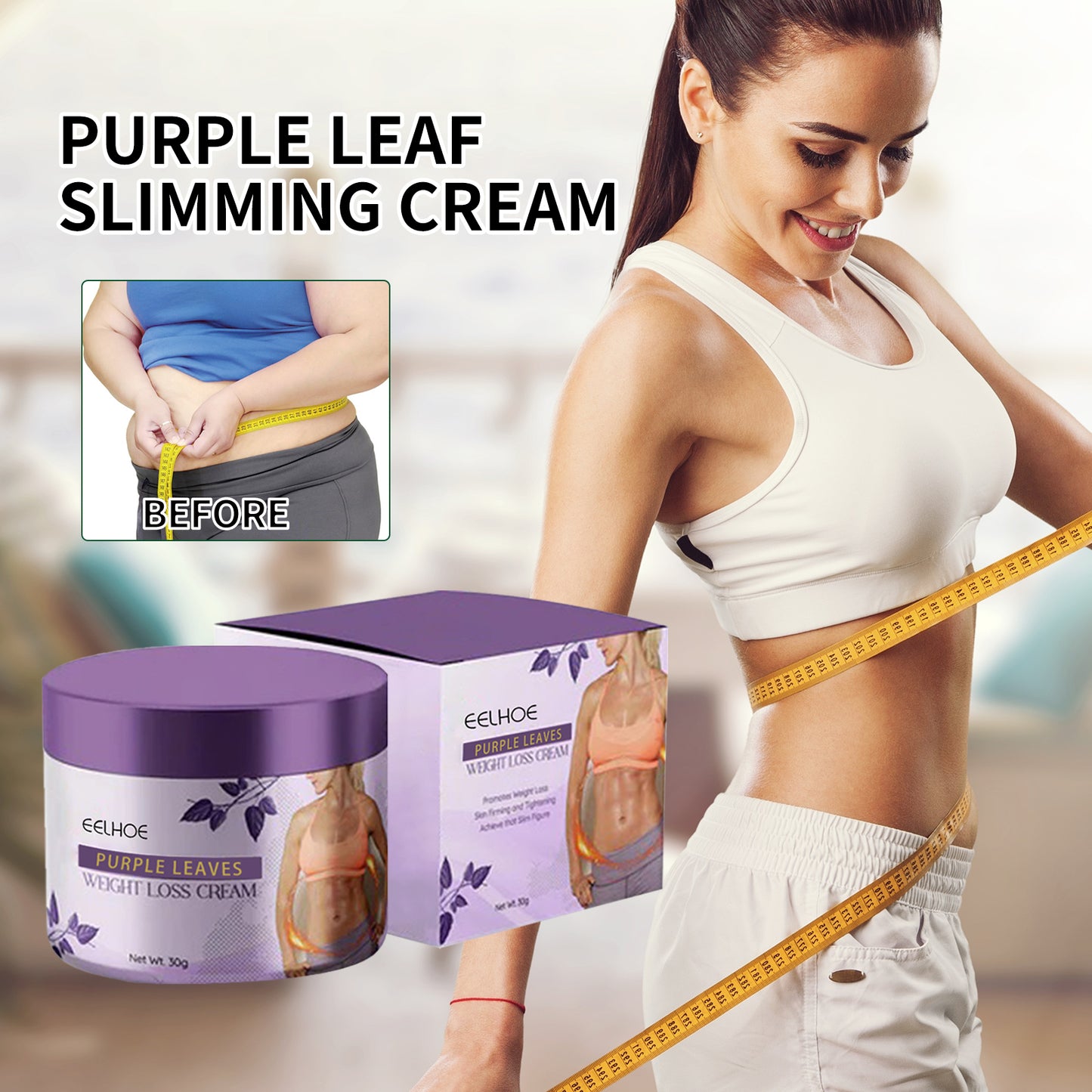 EELHOE Purple Leaf Slimming Cream Body Shaping Firming Skin Slim Waist Curvy Body Slimming Moisturizing Cream