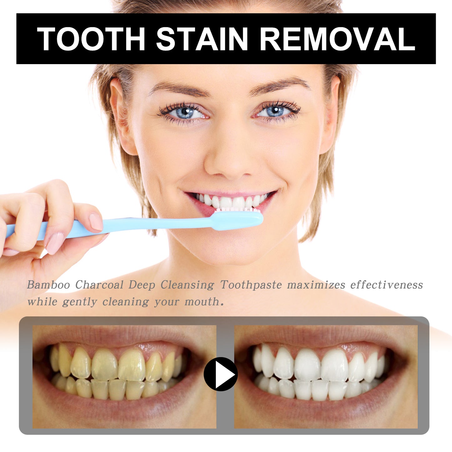 EELHOE Bamboo Charcoal Brightening Toothpaste Whiten Teeth Strengthen Tooth Enamel Easily Remove Stains Freshen Breath Bamboo Charcoal Toothpaste