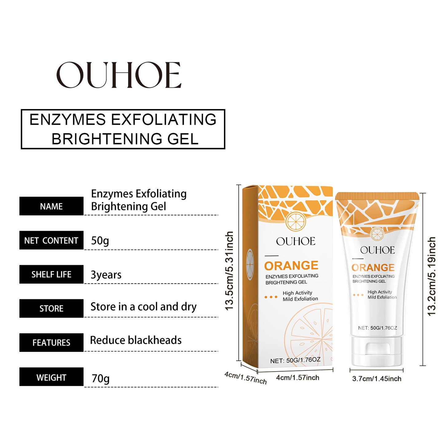 OUHOE Exfoliating Blackhead Gel Gentle Exfoliating Cleansing Gel Deep Purifying Pores Remove Blackheads Brighten Skin Tone