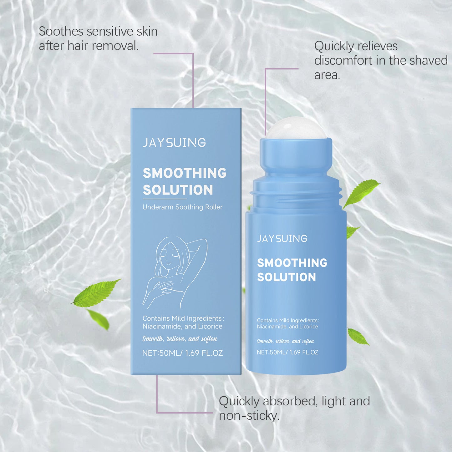 Jaysuing Post-Shave Soothing Roll-On Gentle Cleansing Armpit Moisturizing Soothing Skin Essence