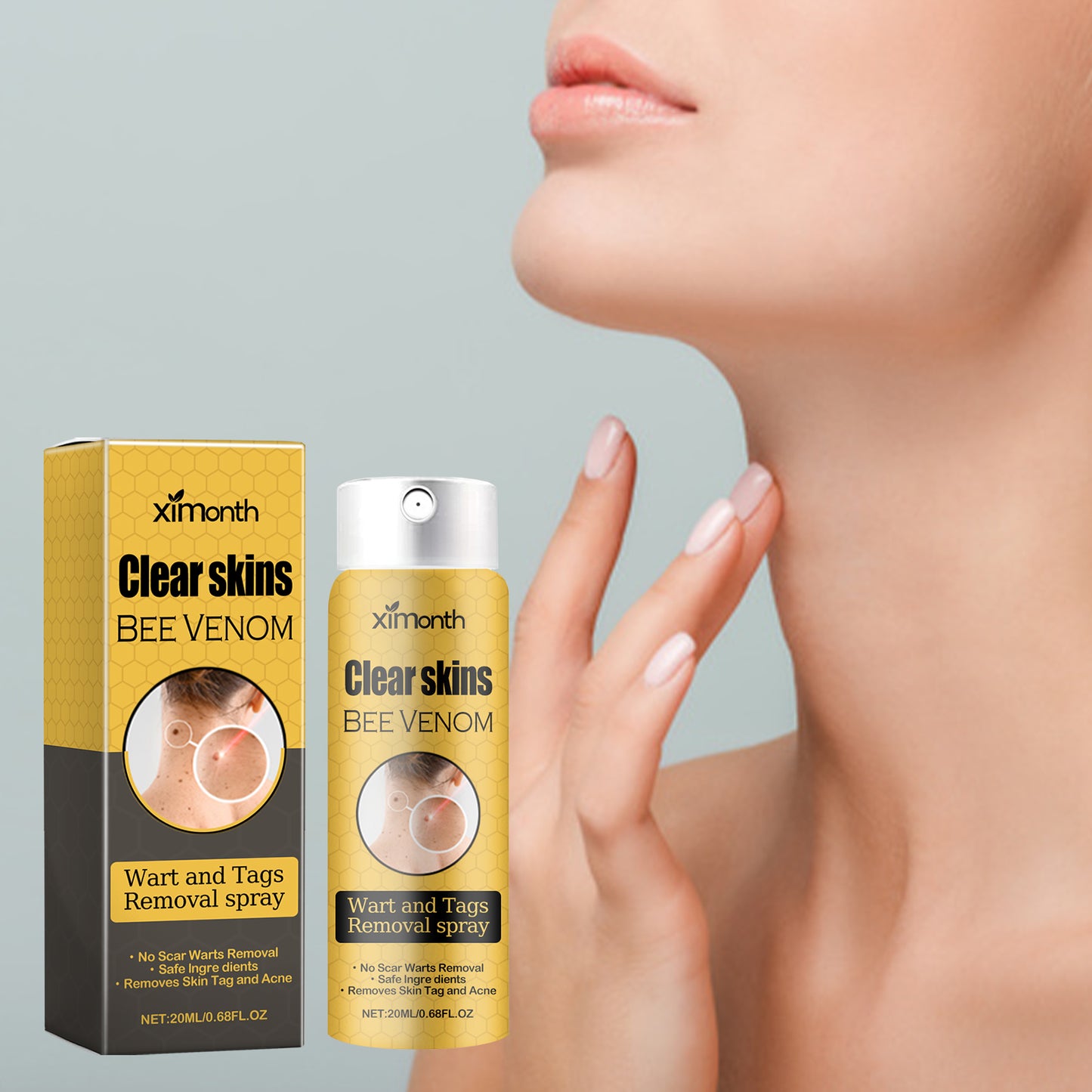 Ximonth Bee Venom Wart Care Spray Clean and fade body moles, smooth skin, and repair spray