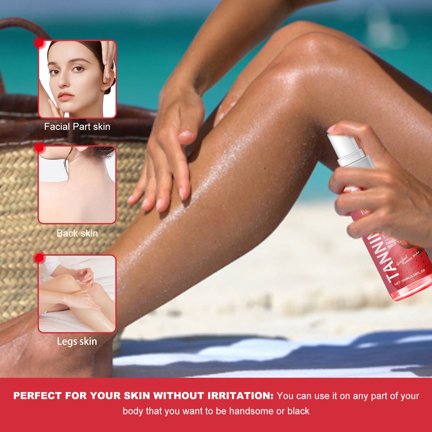 EELHOE Strawberry Tanning Aid Spray Sunless Long-lasting Self-Tanning Bronze Wheat Skin Gentle Moisturizing Skincare