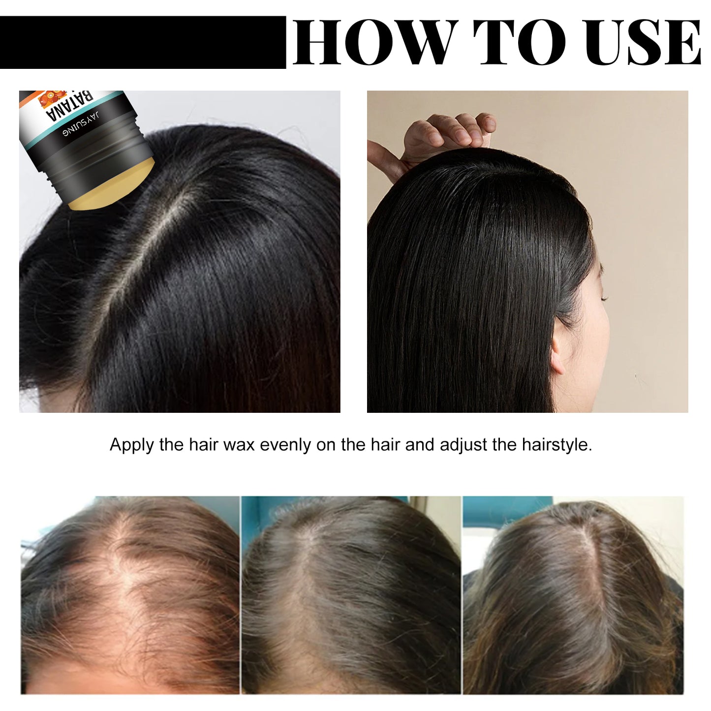 Jaysuing Batahana Hair Wax Stick Long-lasting Styling Hair Wax Stick for Flyaway Control, Volumizing, Natural Shine