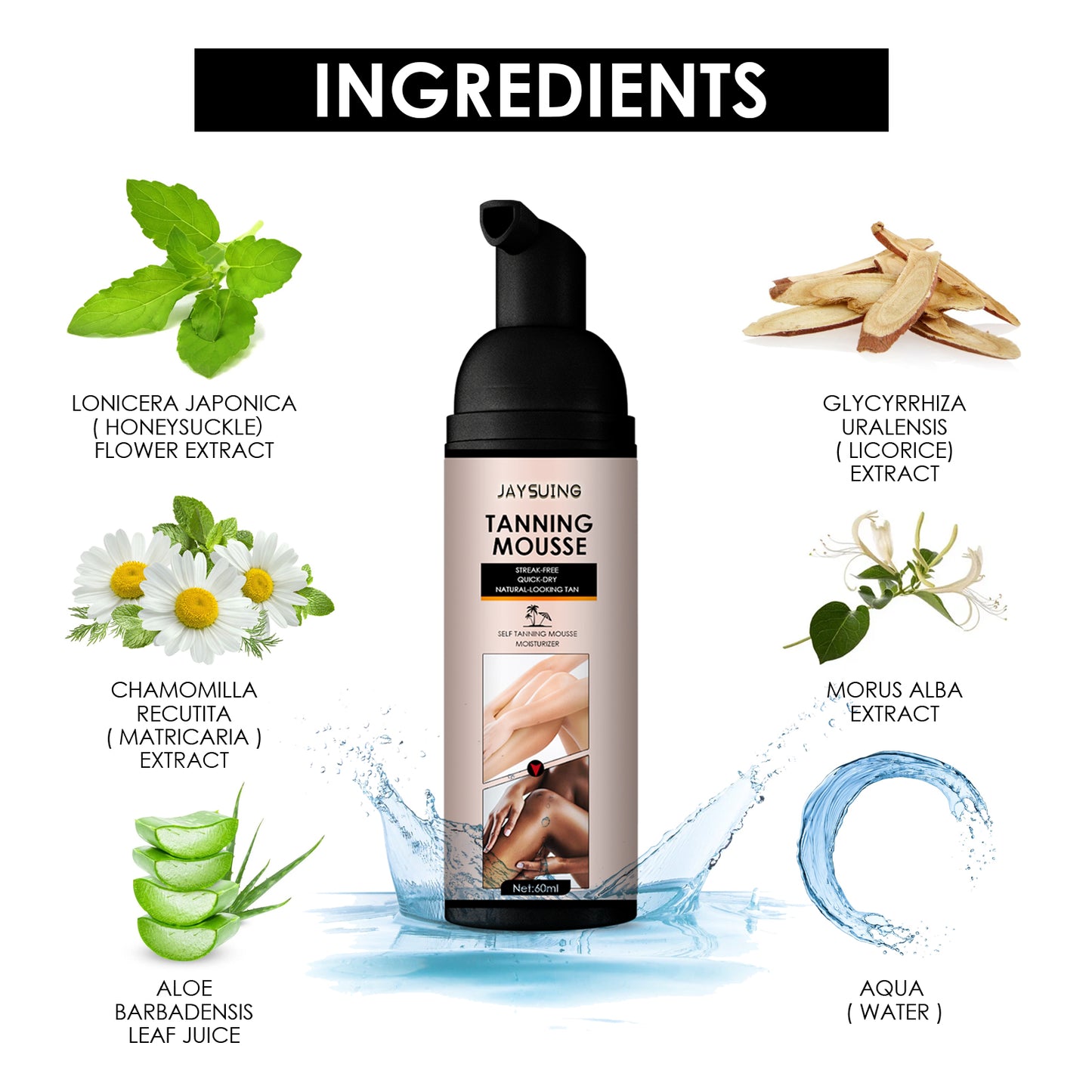 Jaysuing Blackening Mousse Summer Self-Tanning Aid Wheat Color Bronze Skin Moisturizing Tanning Mousse