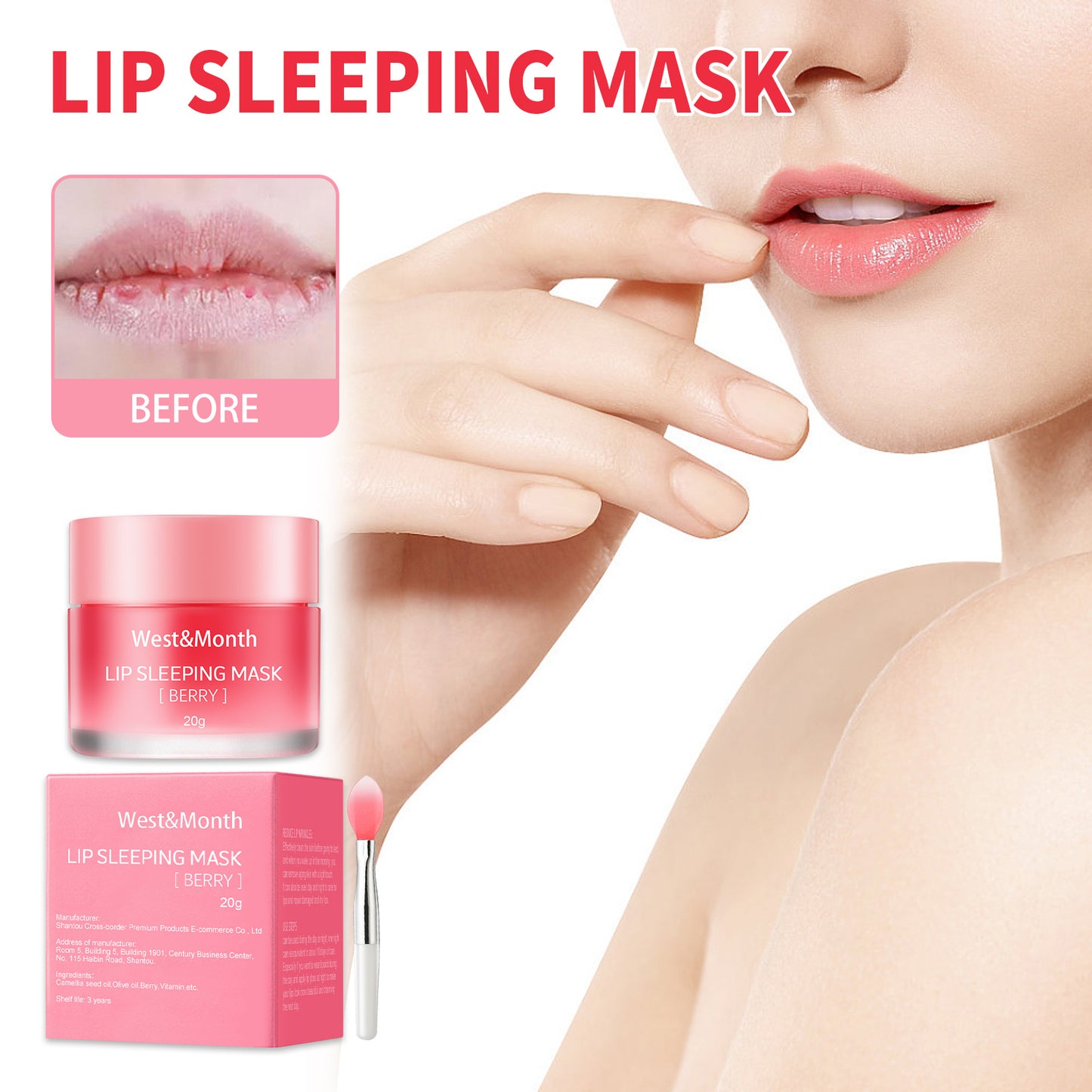 West&Month Jelly Lip Mask Moisturizing and hydrating lip wrinkle reduction nourishing lip skin sleeping jelly lip mask