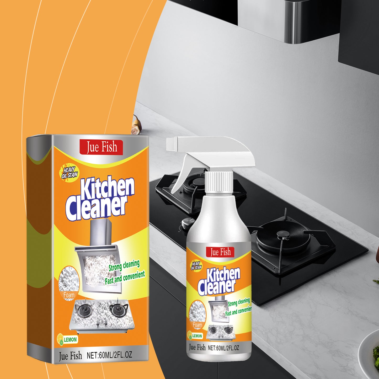 Jue-Fish Kitchen Foam Cleaner Household Kitchen Range Hood Heavy Grease Foam Cleaner Oil Stain Remover